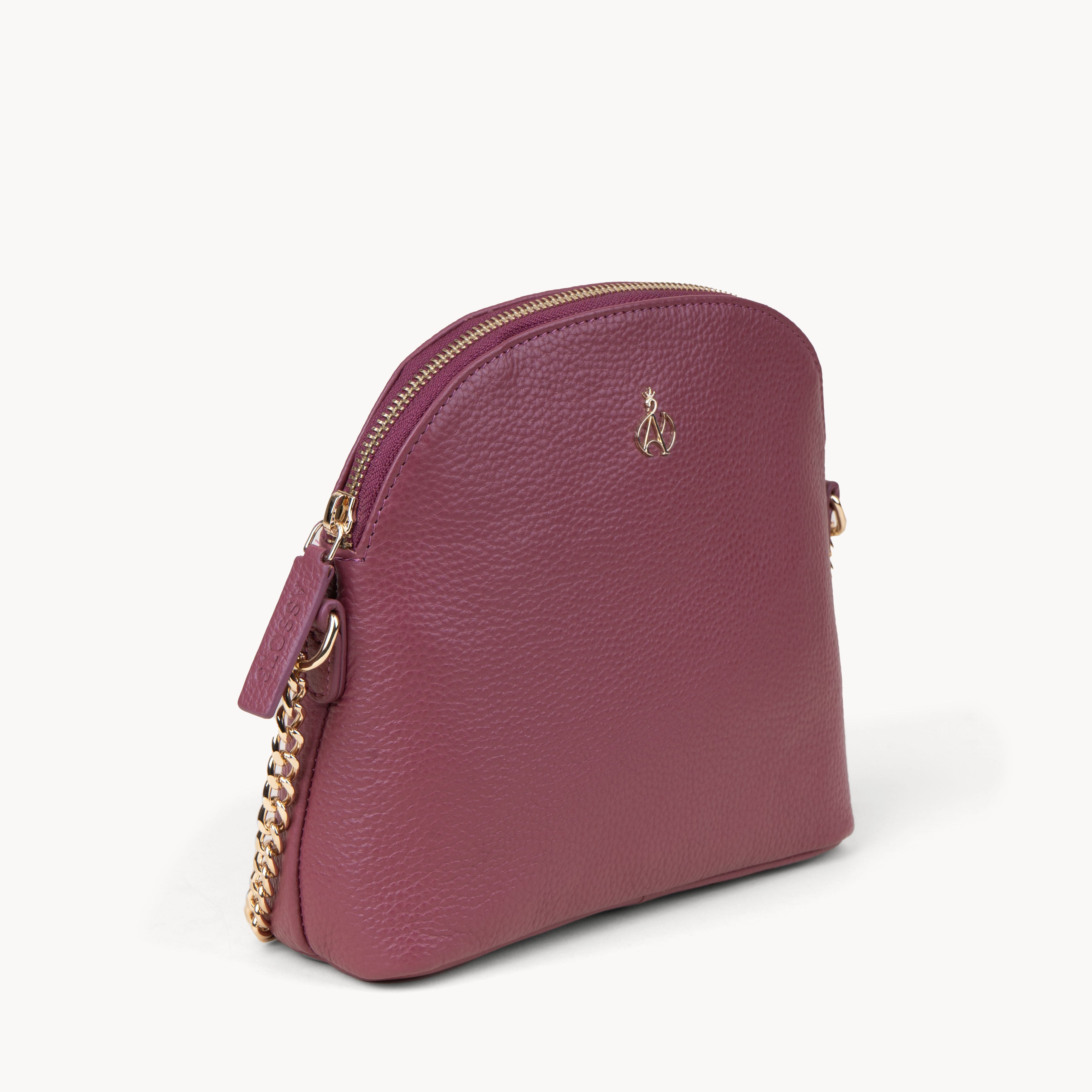 'DOVE' Carmine Pink Pebble Grain Real Leather Crossbody Bag
