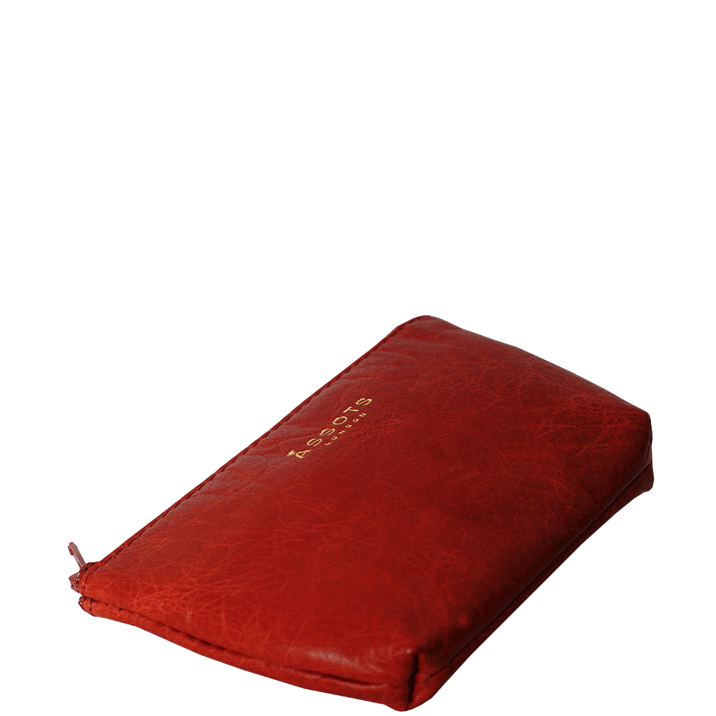 'Diana' Red Full Grain Leather Zip Top Coin Purse
