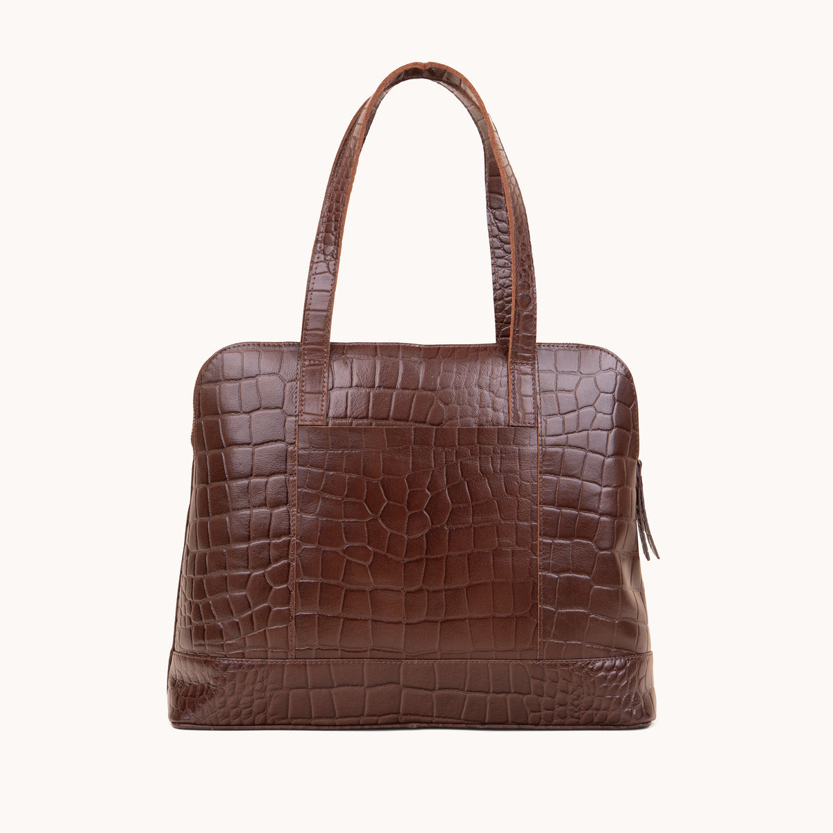 'Eva' Brown Croc Real Leather Designer Unlined Tote Bag