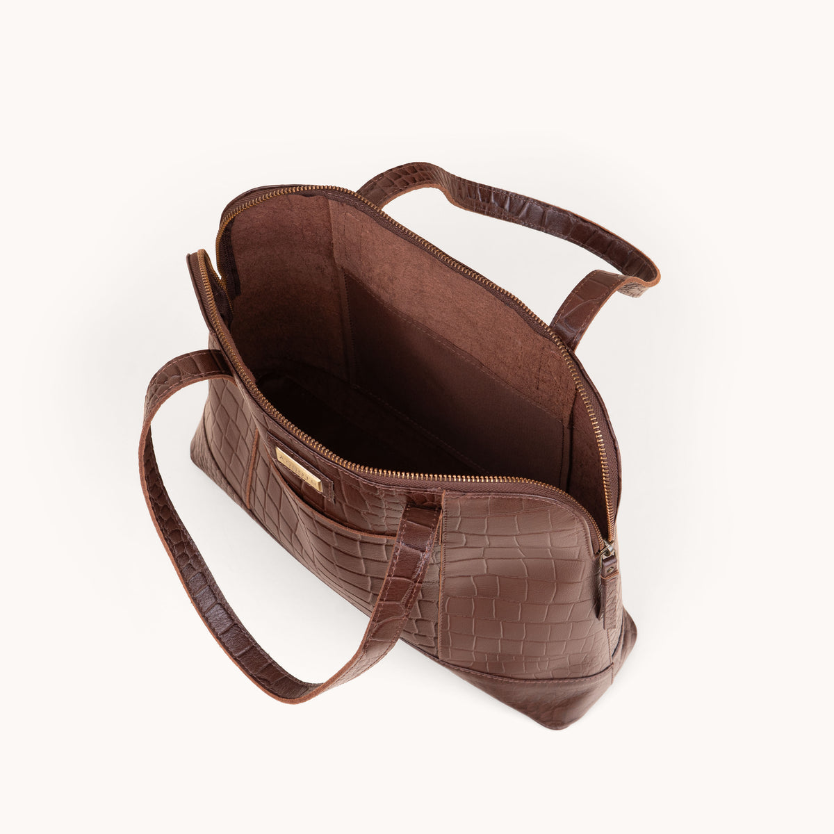 'Eva' Brown Croc Real Leather Designer Unlined Tote Bag