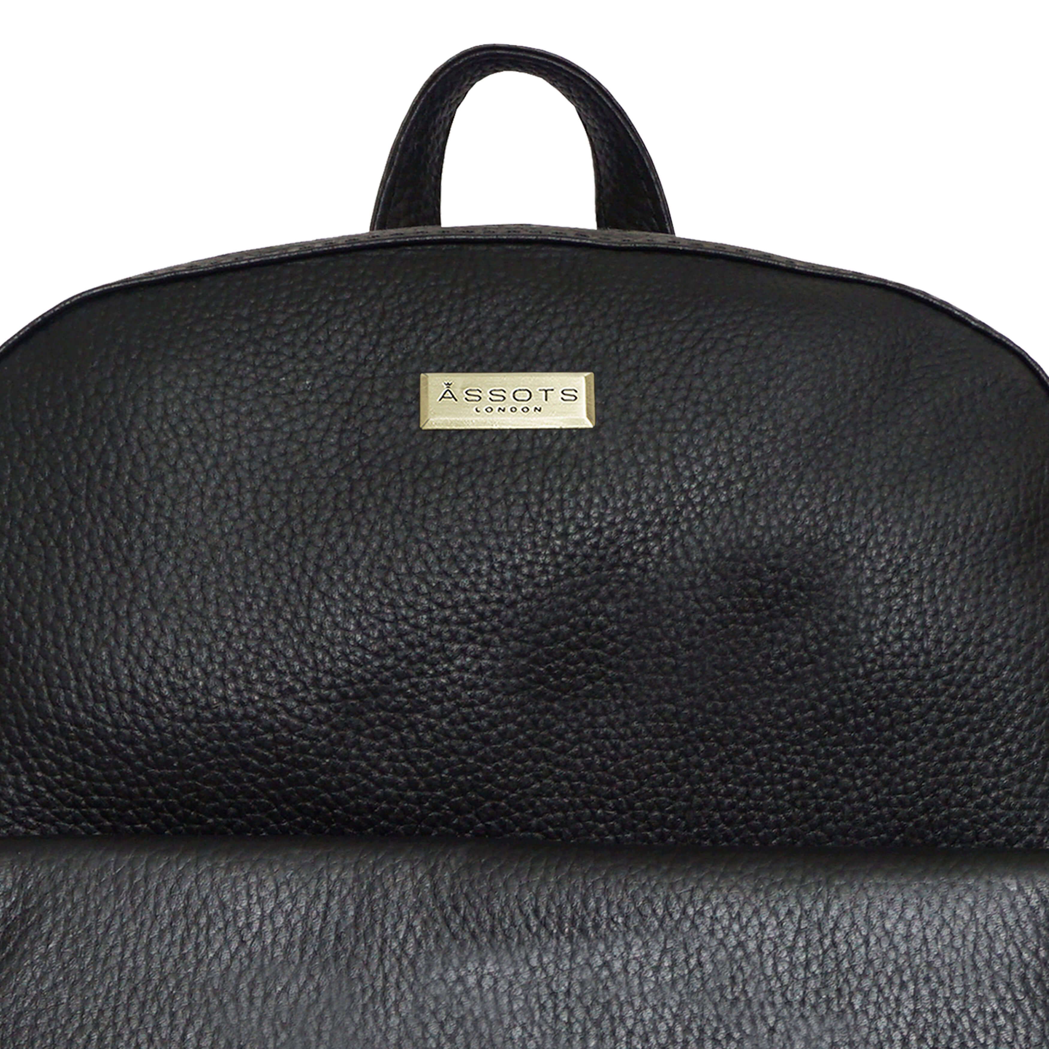 'ELDON' Black Pebble Grain Leather Zip Top Large Laptop Backpack
