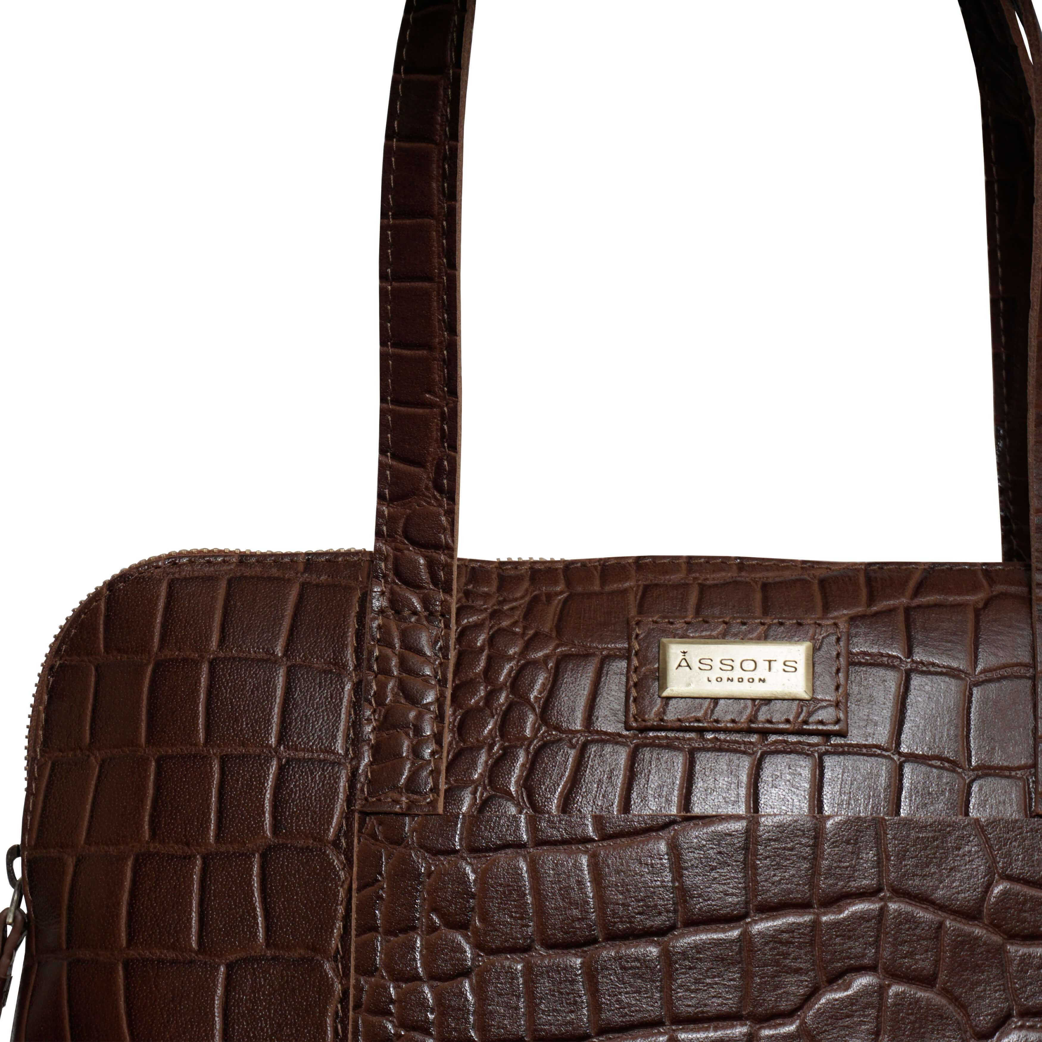 'Eva' Tan Croc Real Leather Designer Unlined Tote Bag