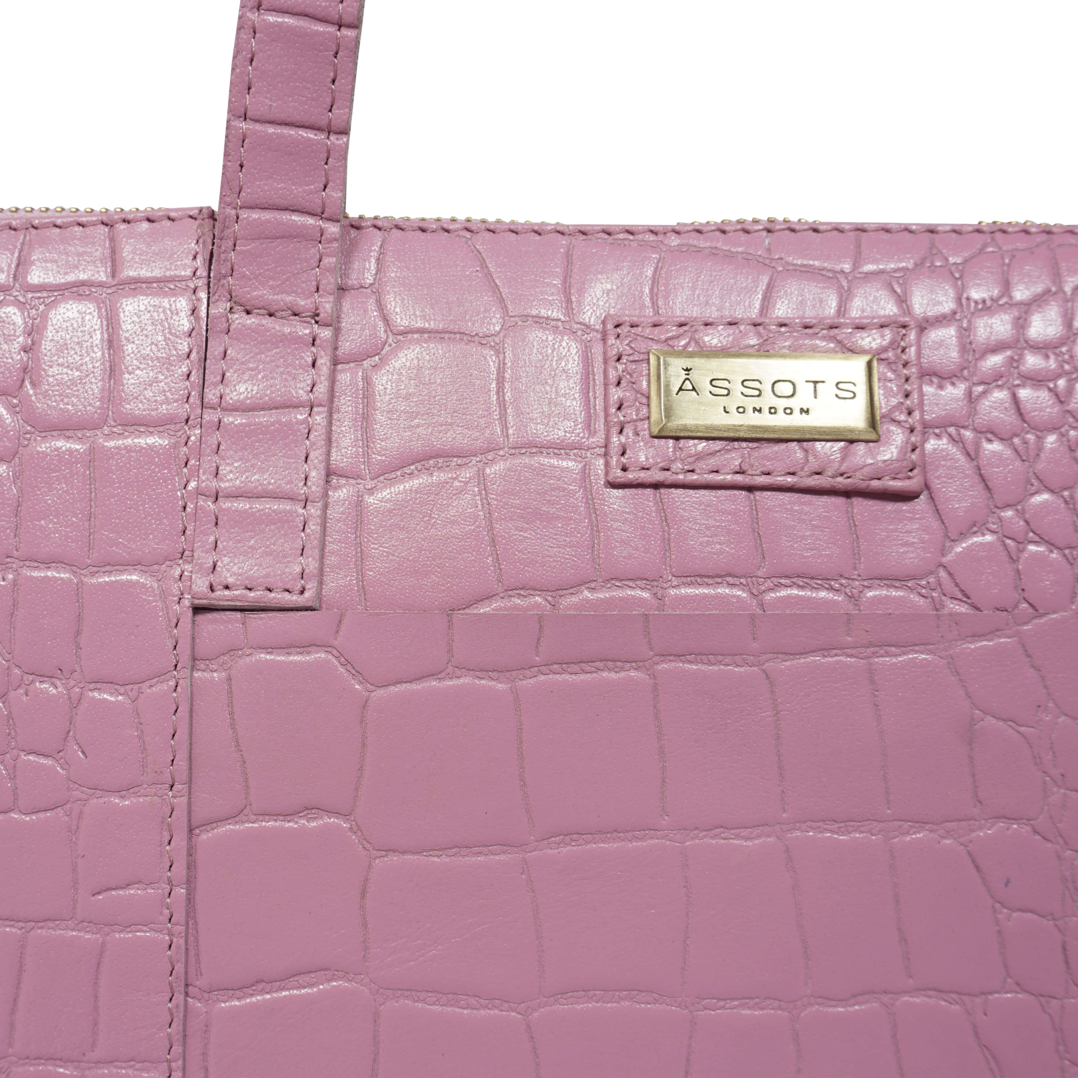 'Eva' Pink Croc Real Leather Designer Unlined Tote Bag