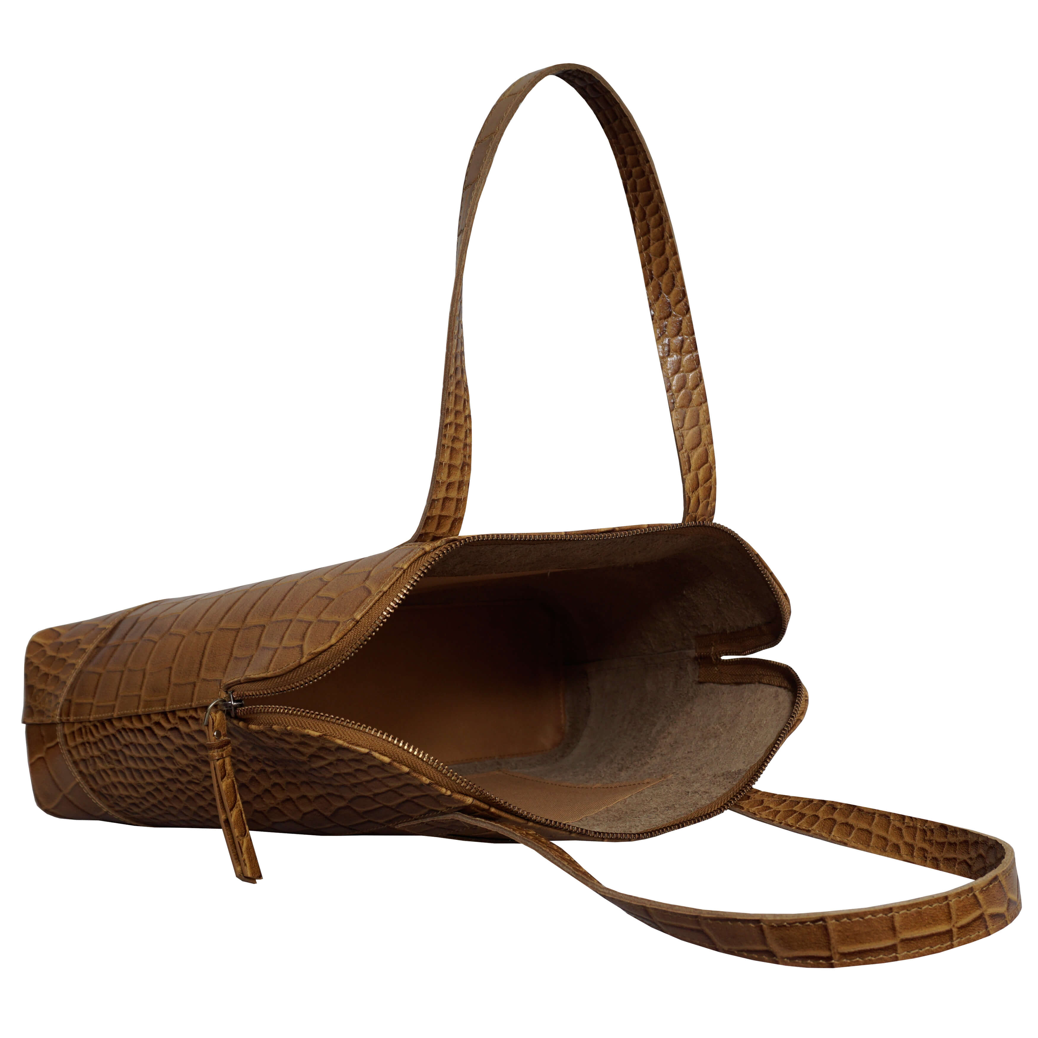 'Eva' Mustard Croc Real Leather Designer Unlined Tote Bag