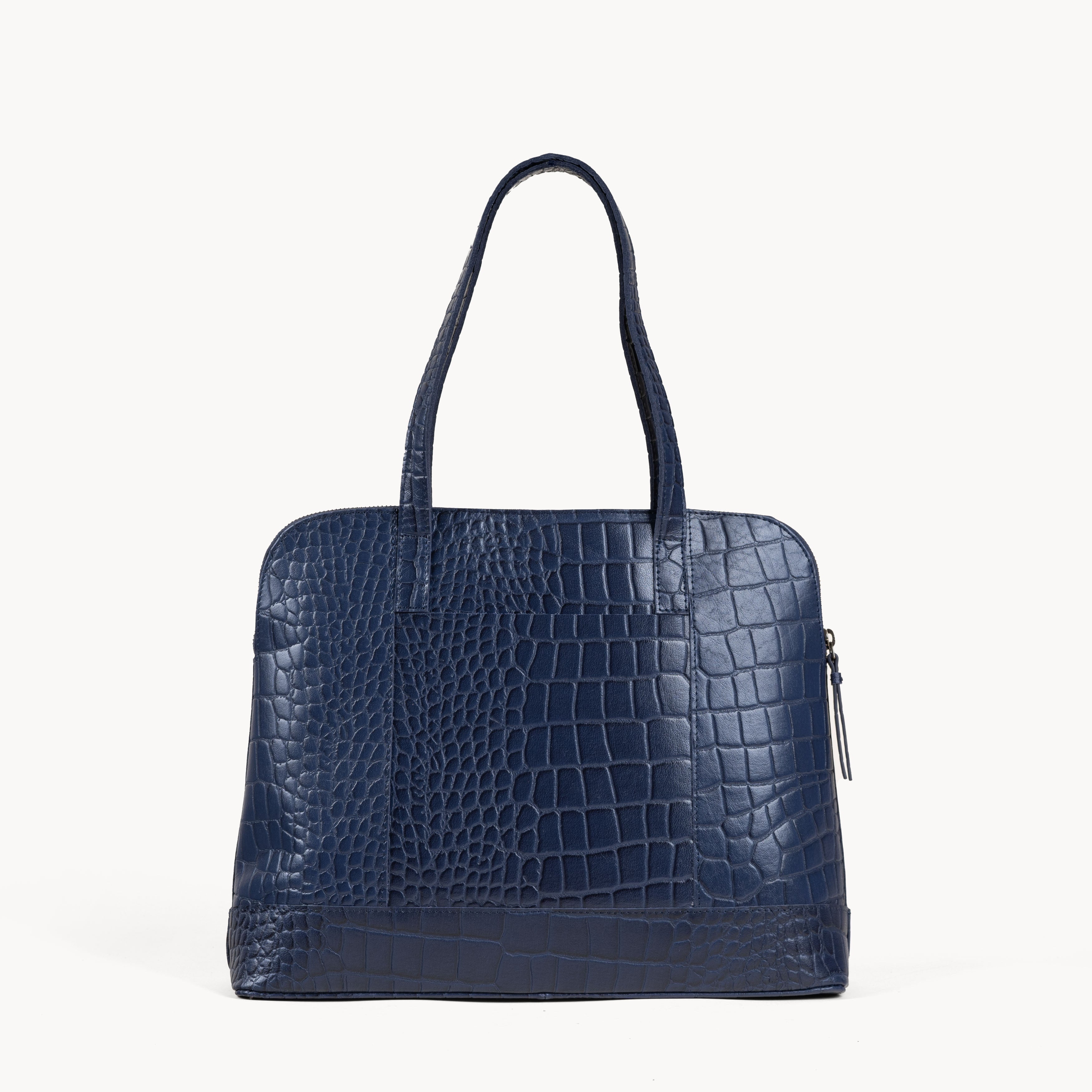 'Eva' Navy Croc Real Leather Designer Unlined Tote Bag