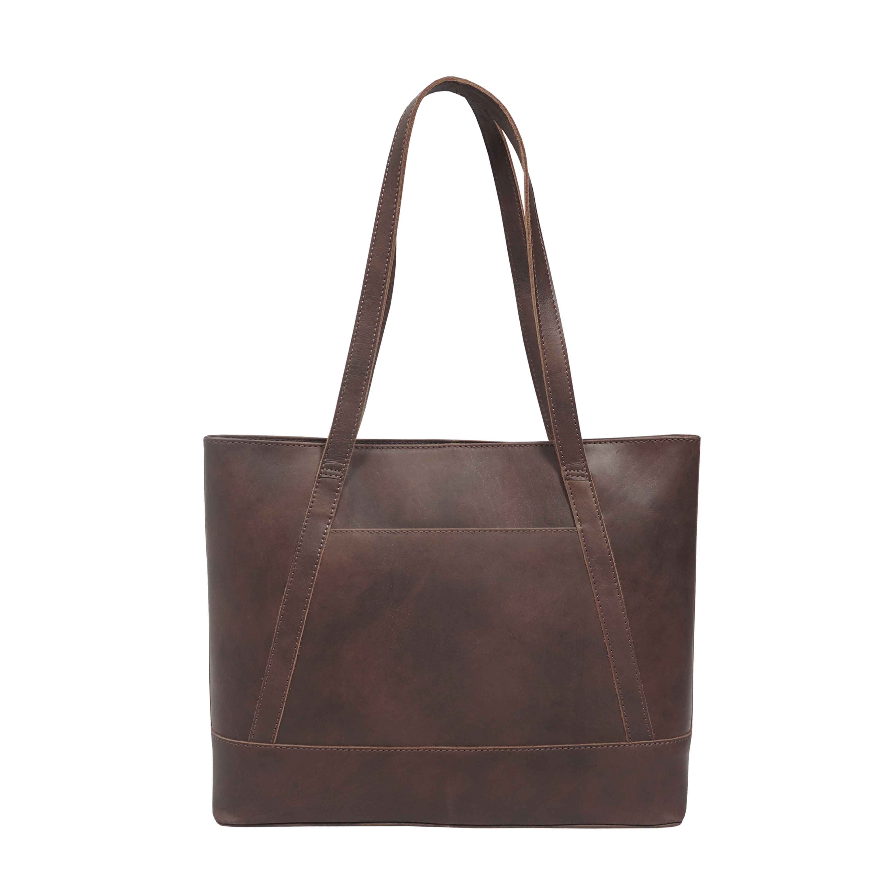 'EVELYN' Brown Oily Chestnut Real Leather Designer Tote Work Bag