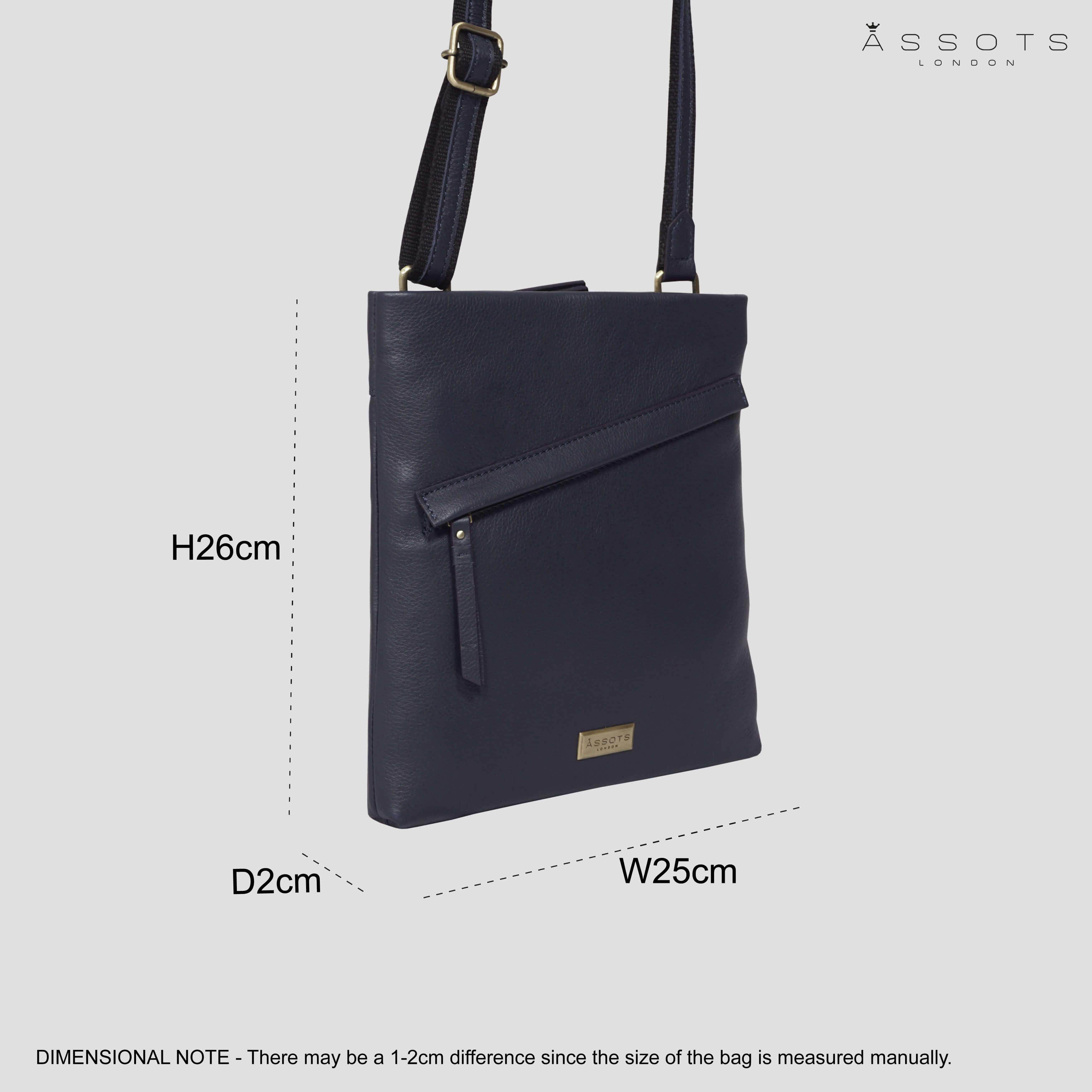 'FLORENCE' Navy Pebble Grain Leather Crossbody Sling Bag