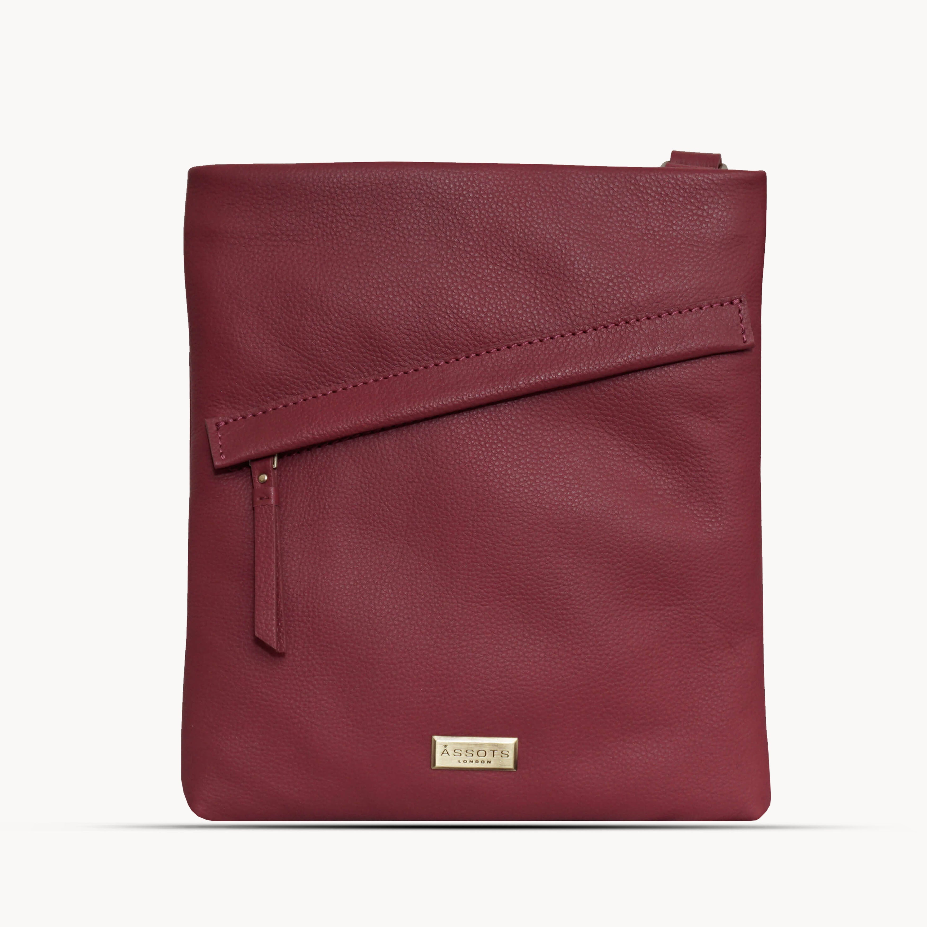 'FLORENCE' Carmine Pink Pebble Grain Leather Crossbody Bag