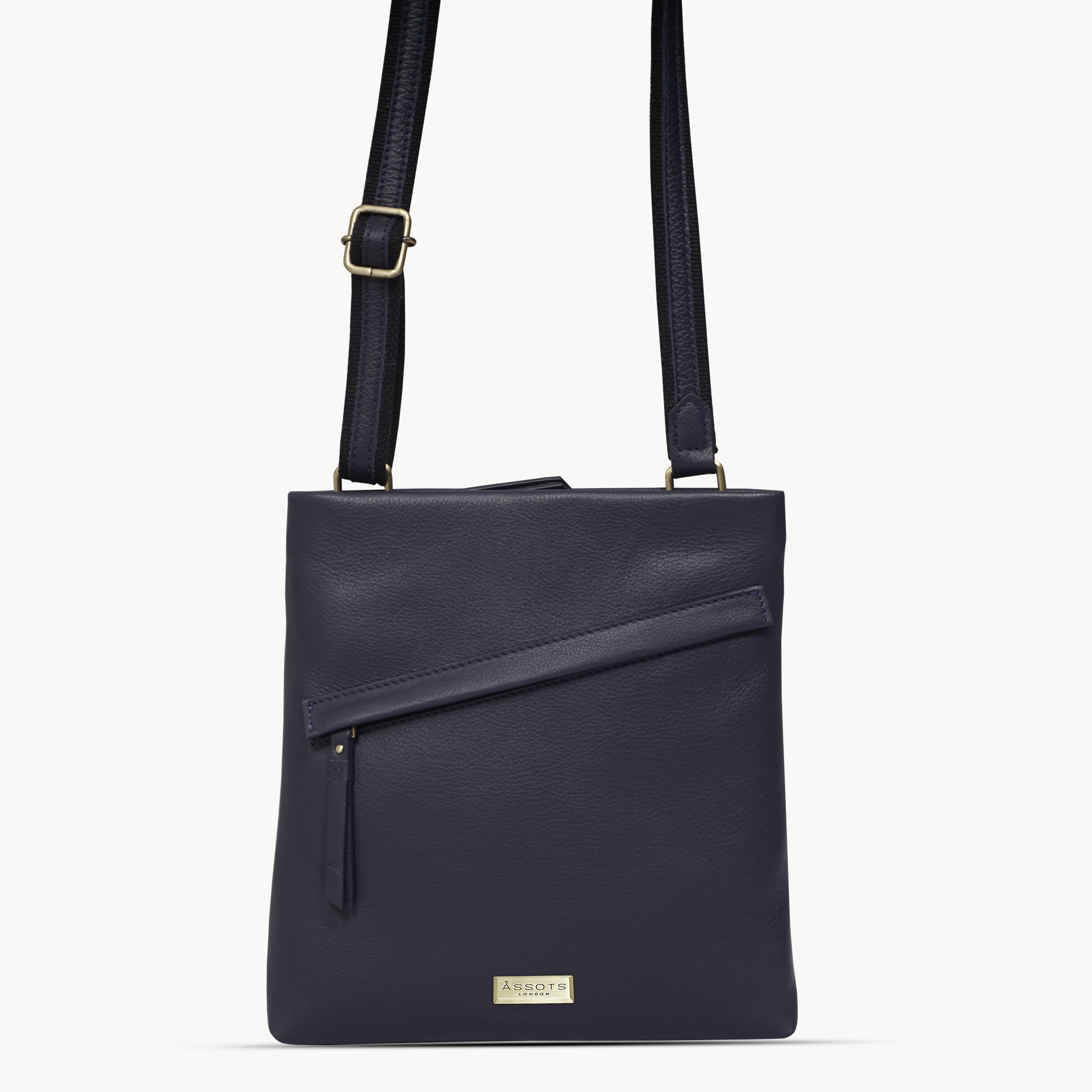 'FLORENCE' Navy Pebble Grain Leather Crossbody Sling Bag