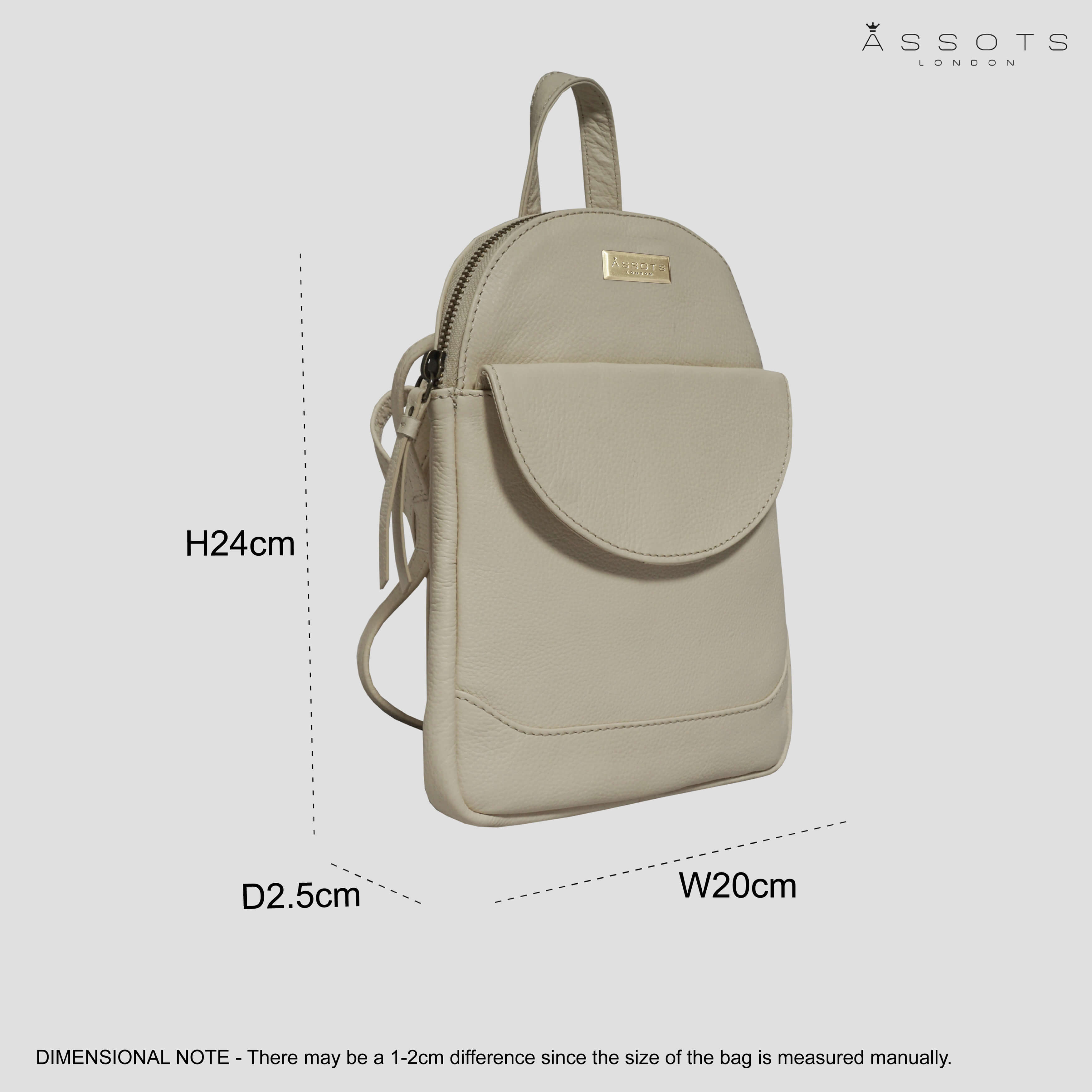'GEORGE' Cream Mini Pebble Grain Leather Backpack