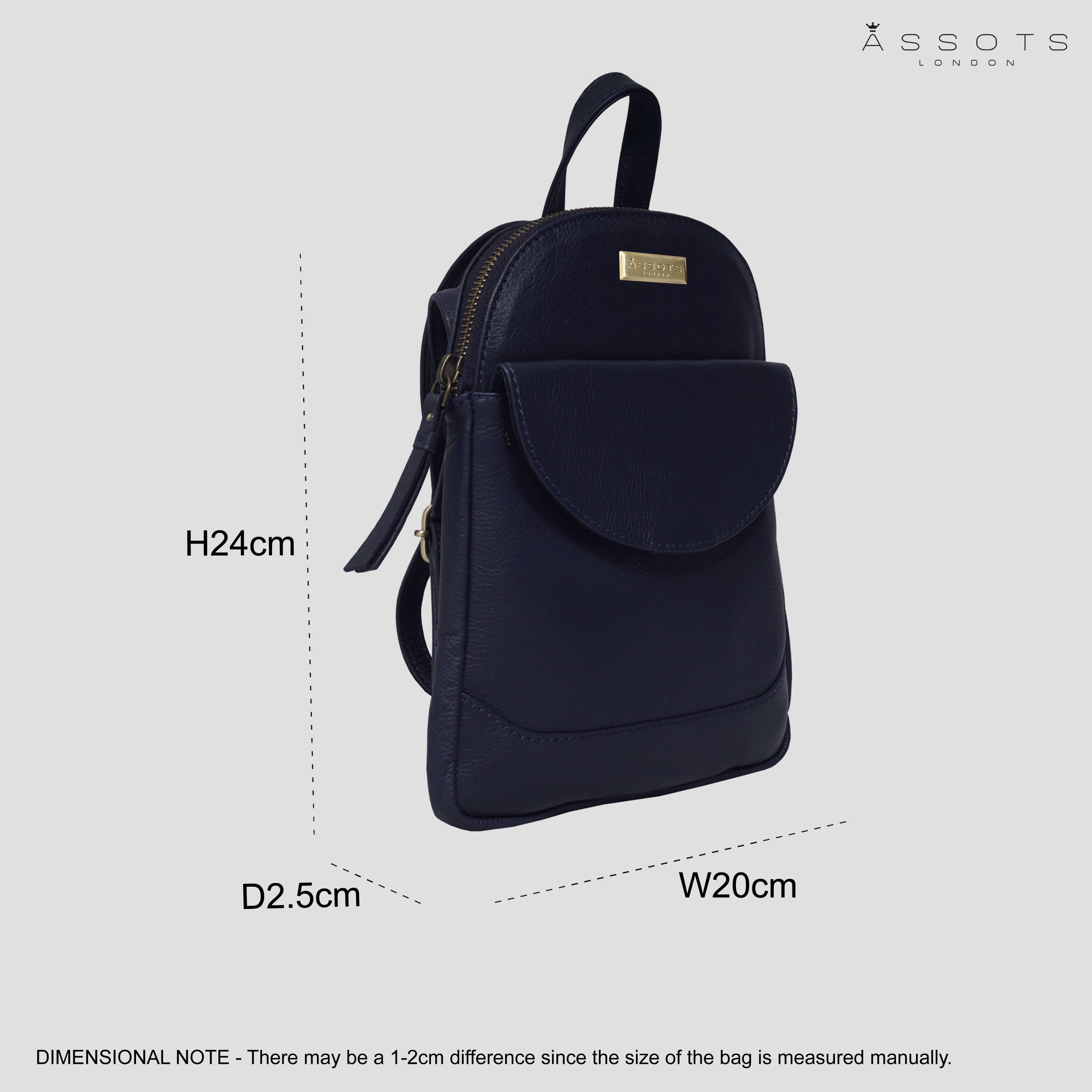 'GEORGE' Navy Mini Pebble Grain Leather Backpack