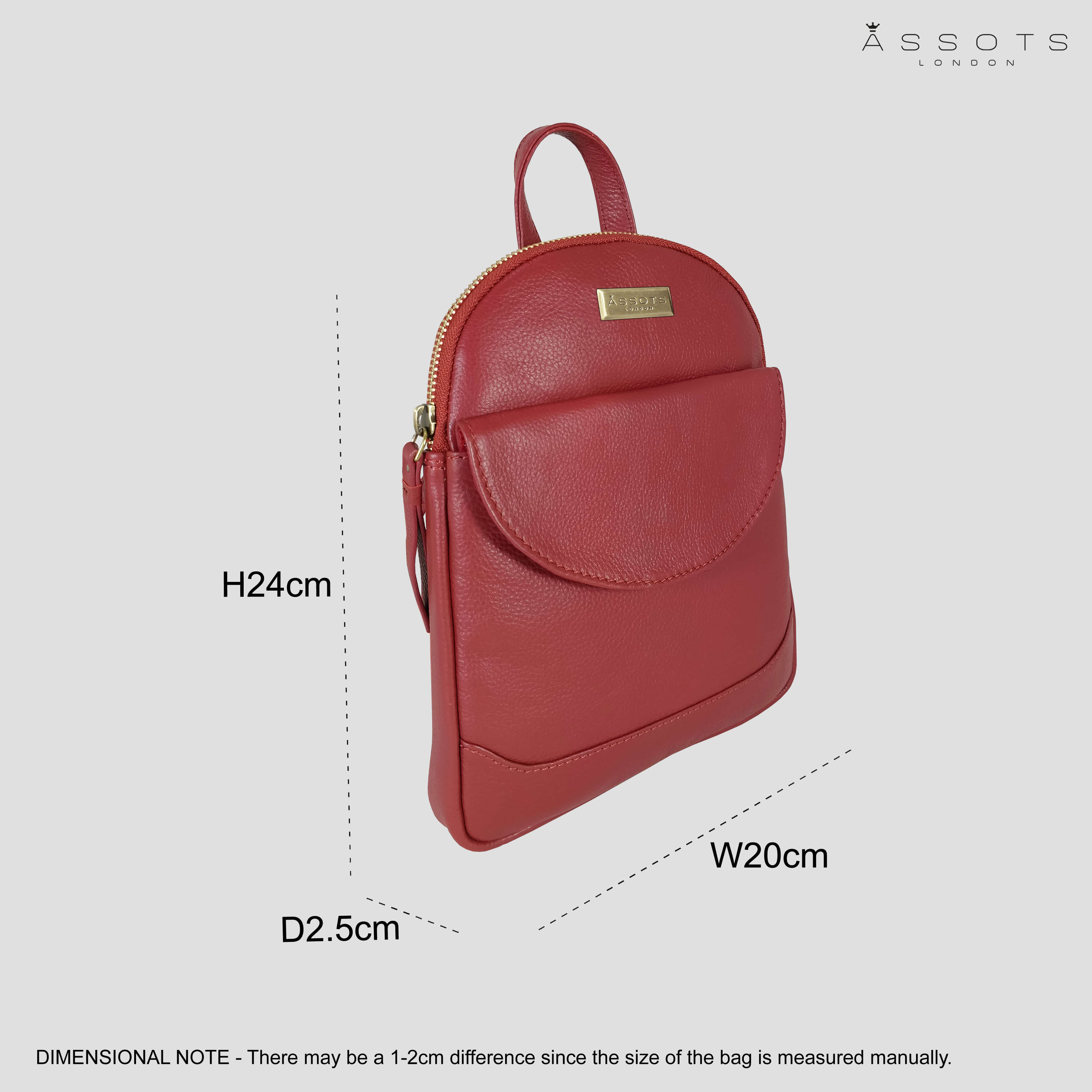 'GEORGE' Paprika Red Mini Pebble Grain Leather Backpack