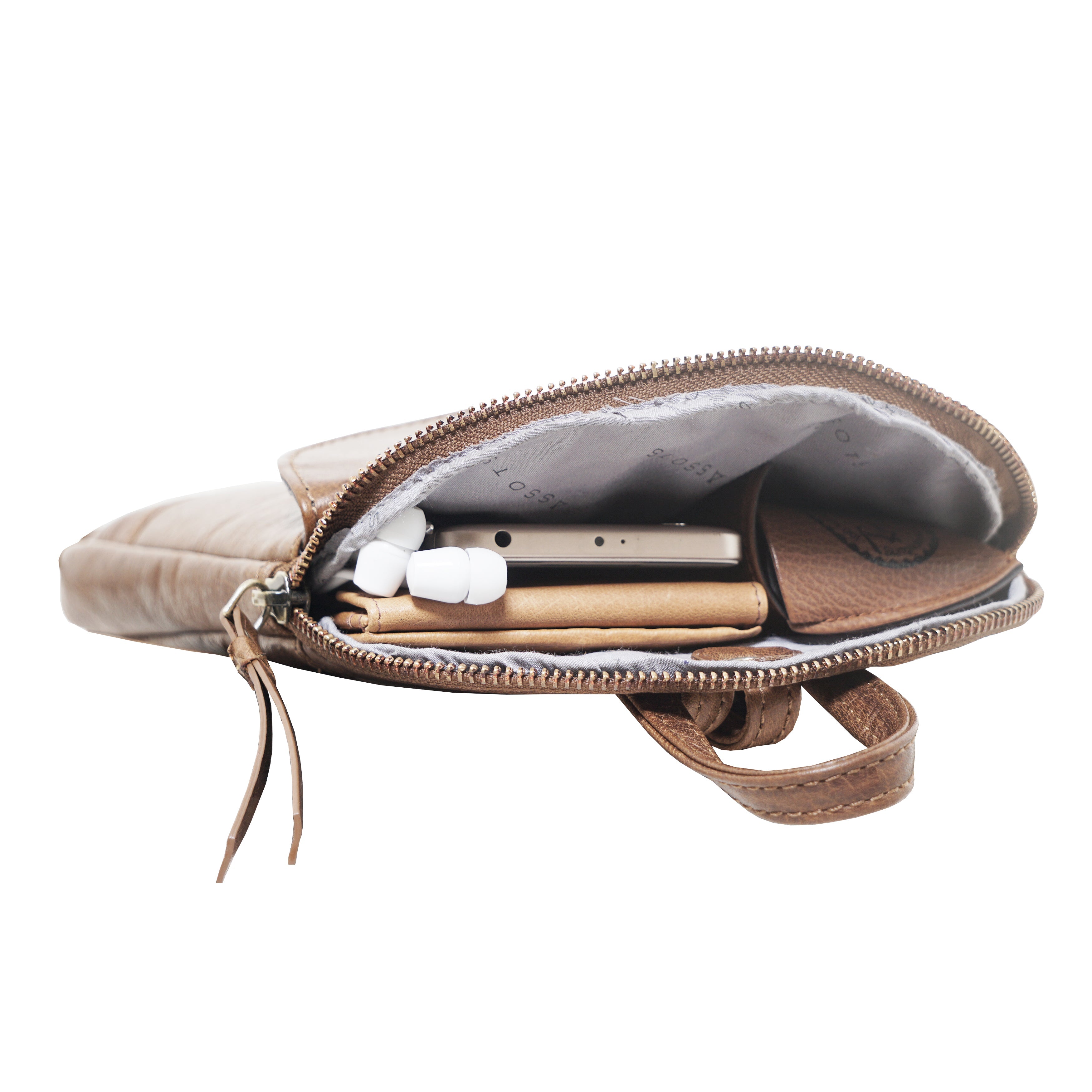 'GEORGE' Tan Mini Pebble Grain Leather Backpack