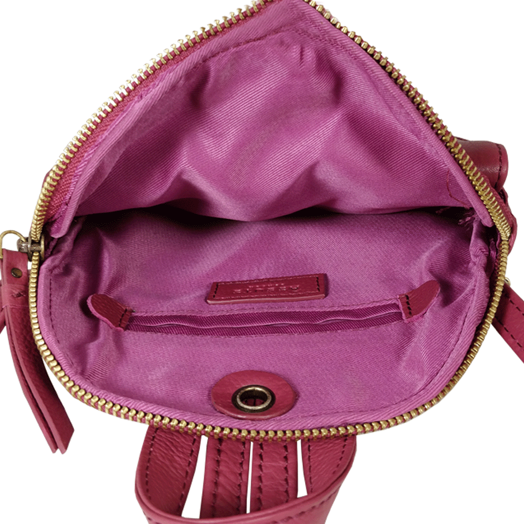 'GEORGE' Carmine Pink Mini Pebble Grain Leather Backpack
