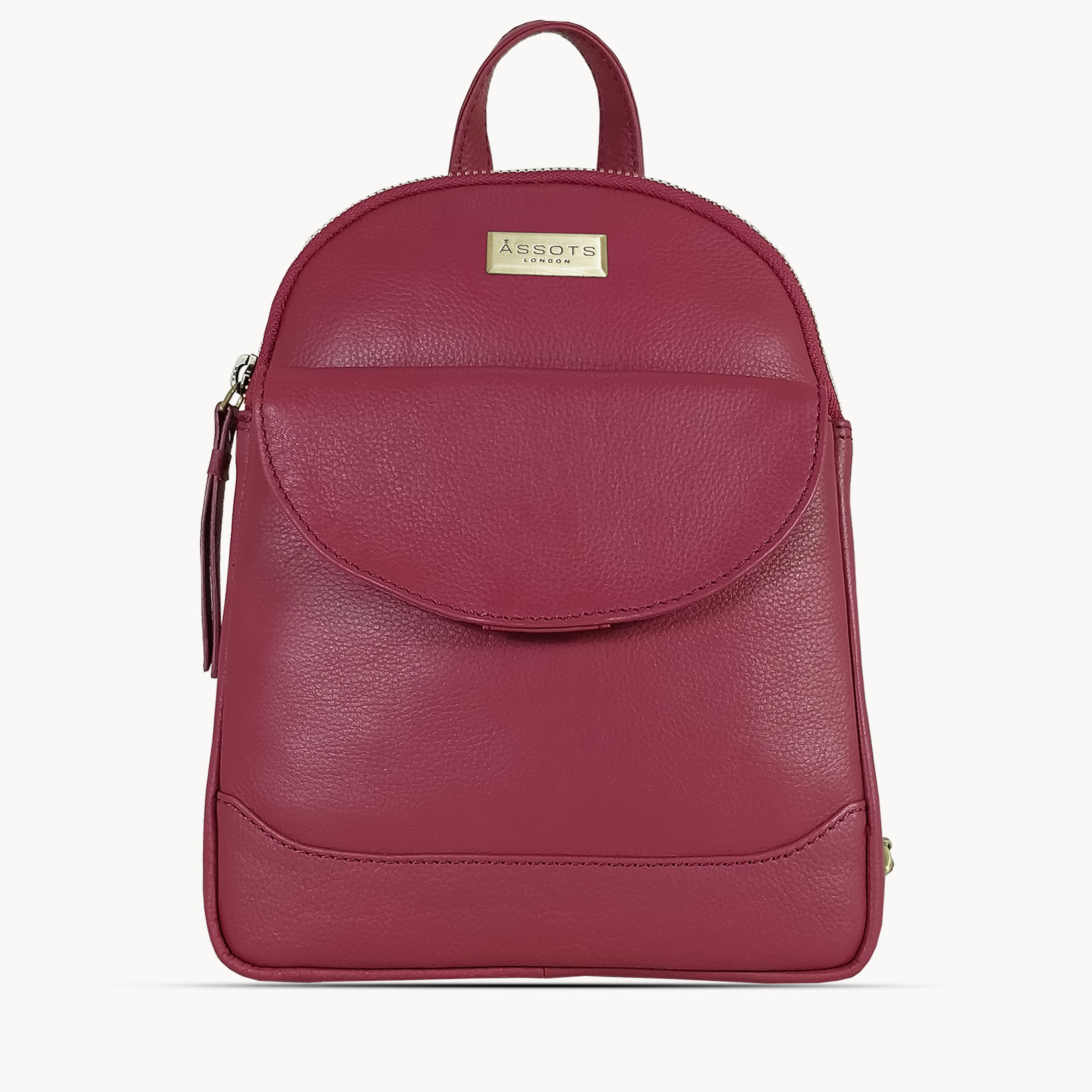 'GEORGE' Carmine Pink Mini Pebble Grain Leather Backpack
