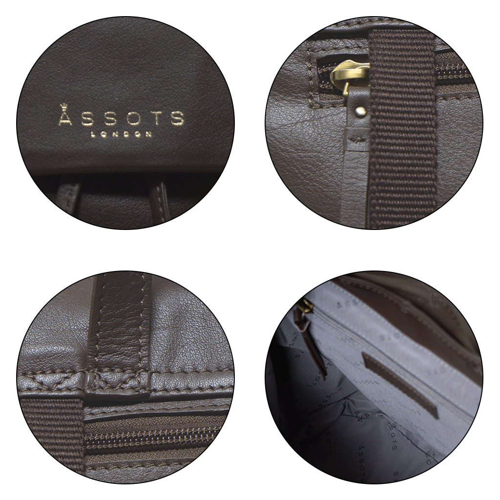 'GRACE' Mokka Brown Full Grain Leather Flap-over Backpack