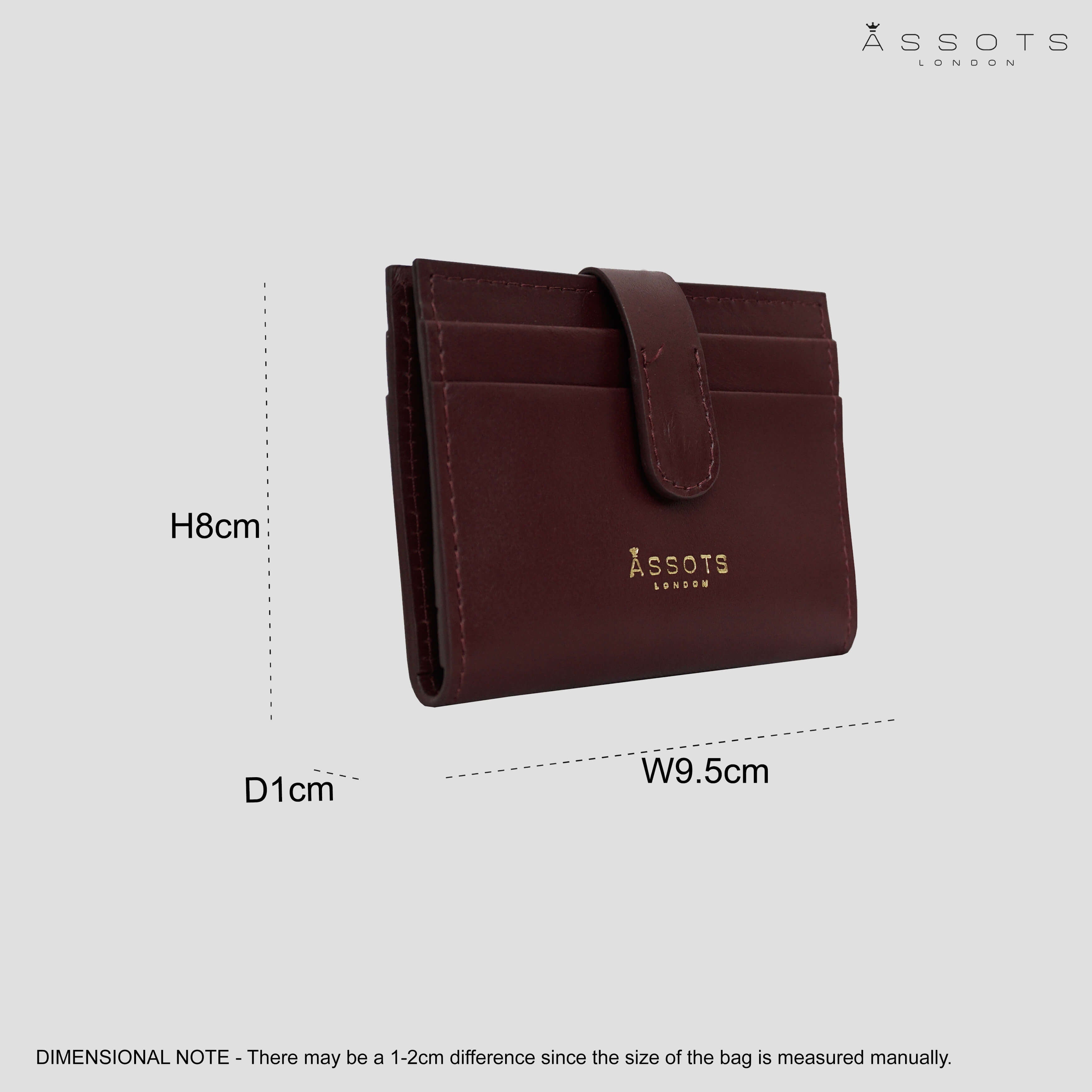 'GROVE' Burgundy Smooth RFID Tab-over Leather Credit Card Holder