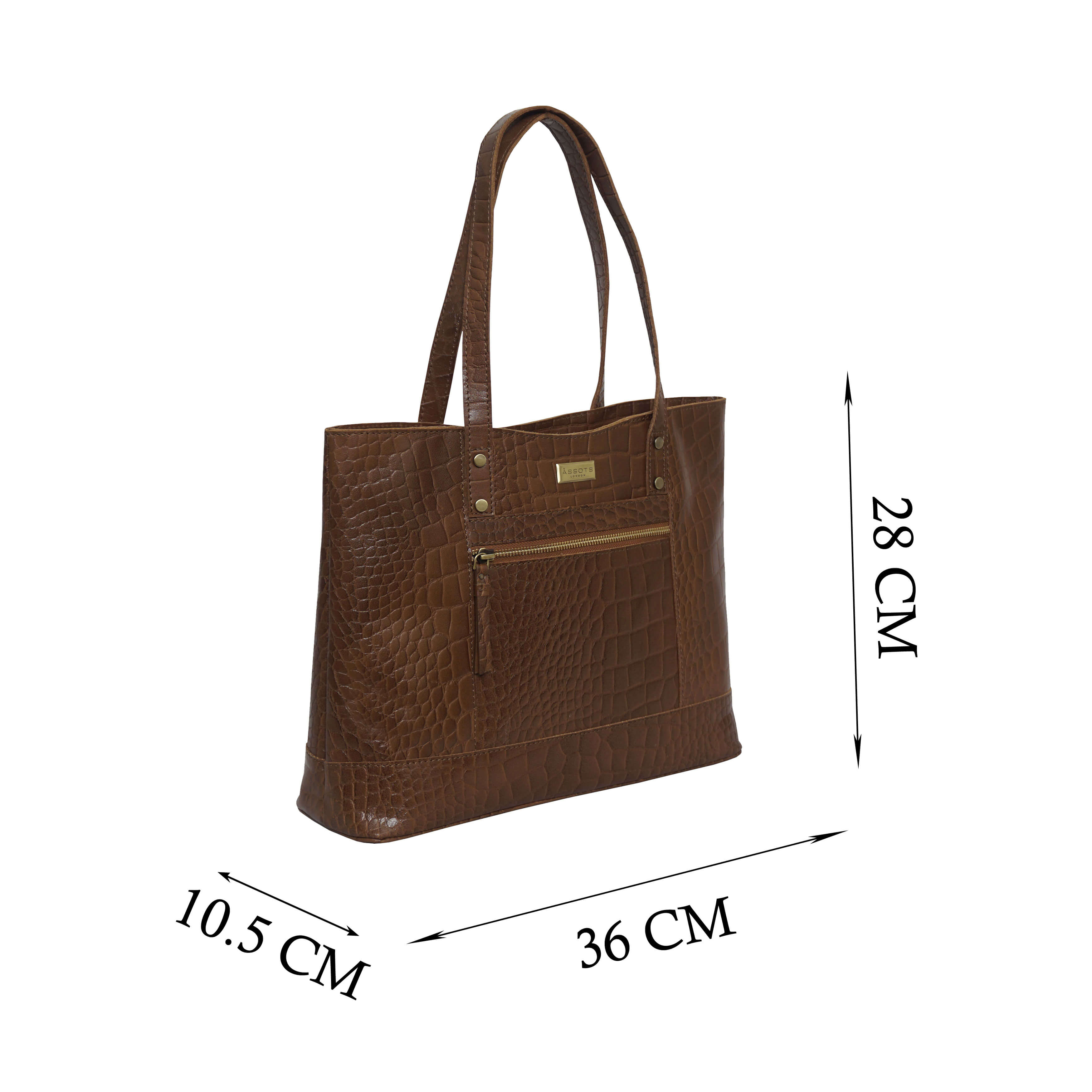 'HELENE' Tan Croc Designer Leather Grab Bag