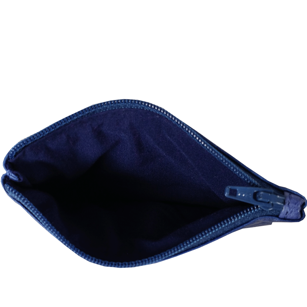 'Poppy' Blue Iris Full Grain Leather Zip Top Coin Purse