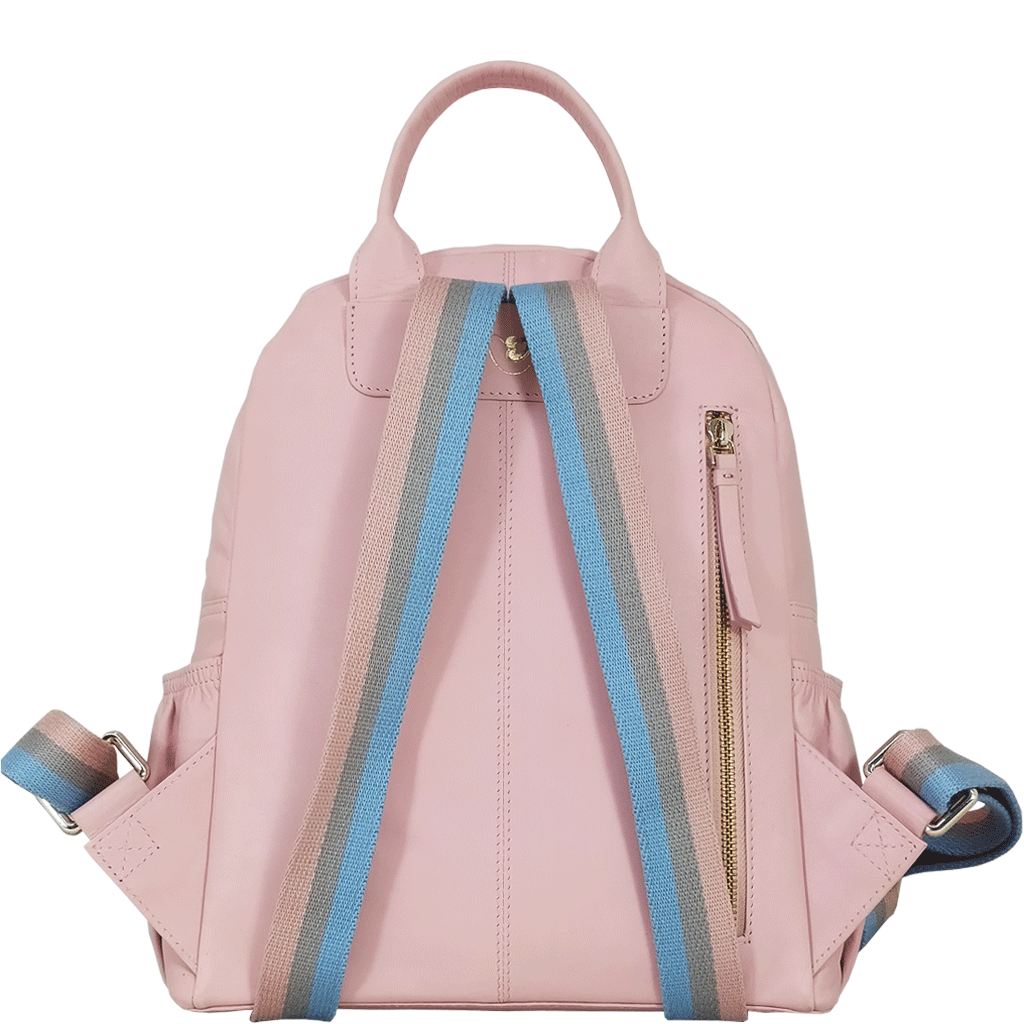 'ISABELLA' Baby Pink Lightweight Luxurious Baby Changing/Diaper Leather Backpack