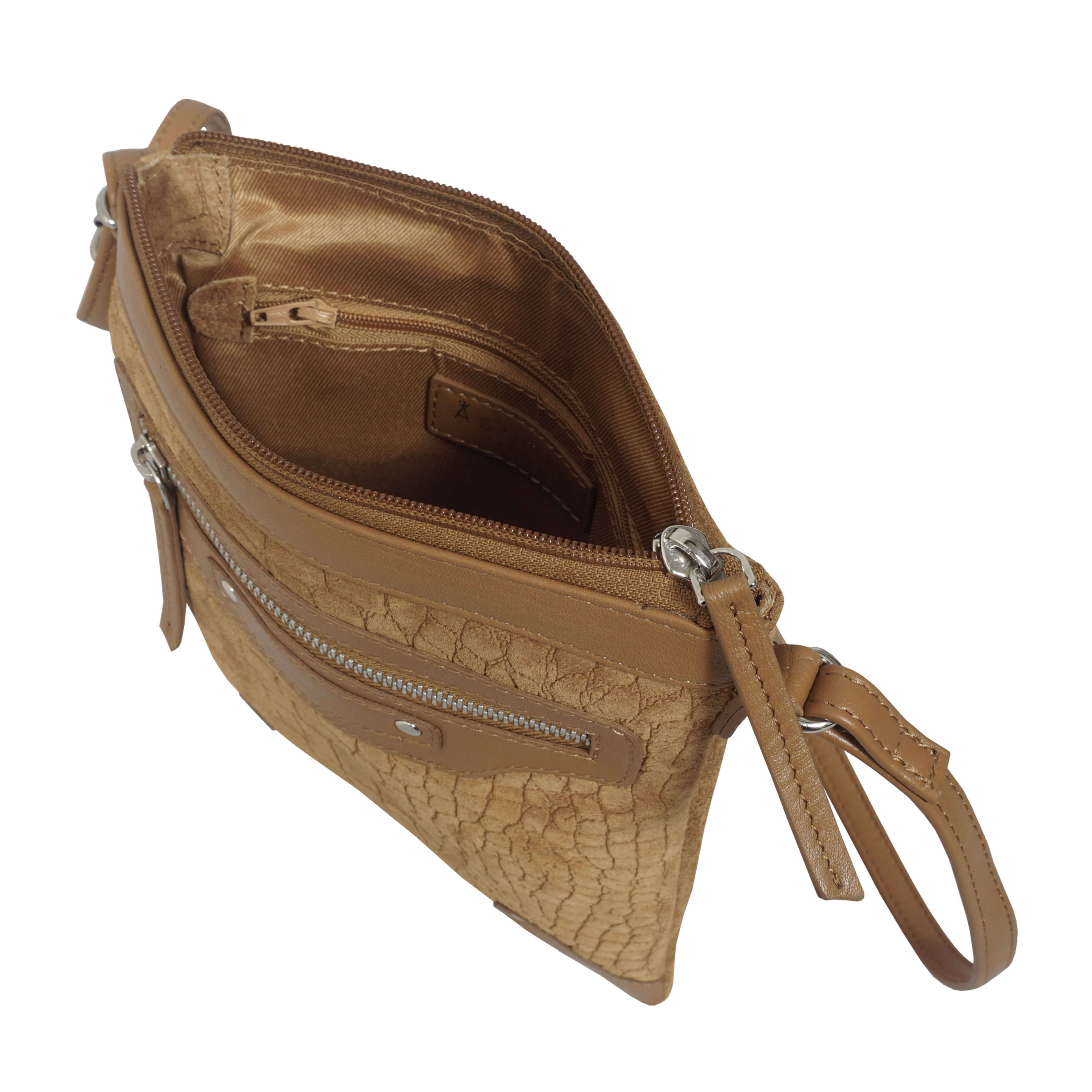 'JANET' Tan Real Leather Crossbody Sling Bag