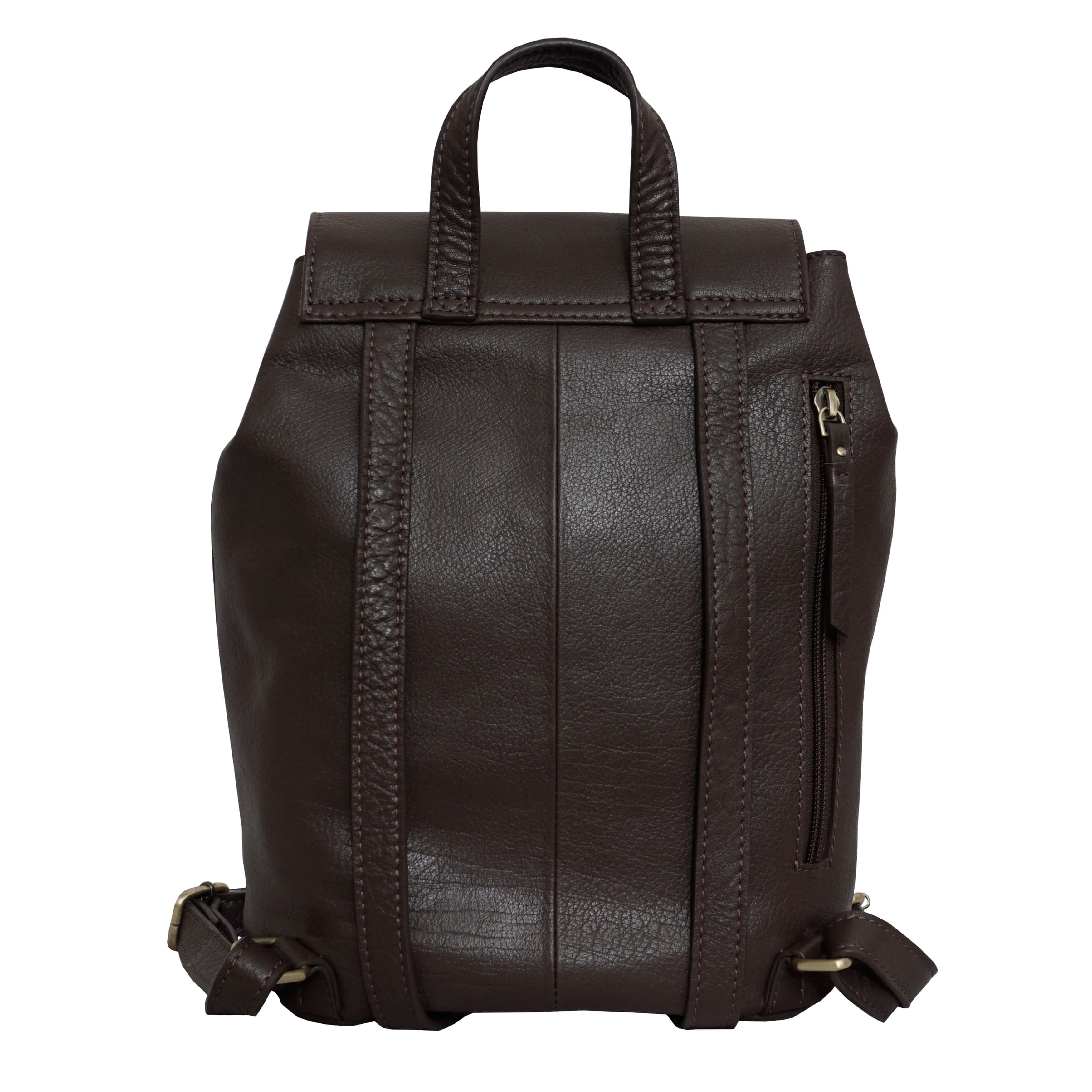 'JERMYN' Classic Mokka Brown Full Grain Leather Flap-over Backpack