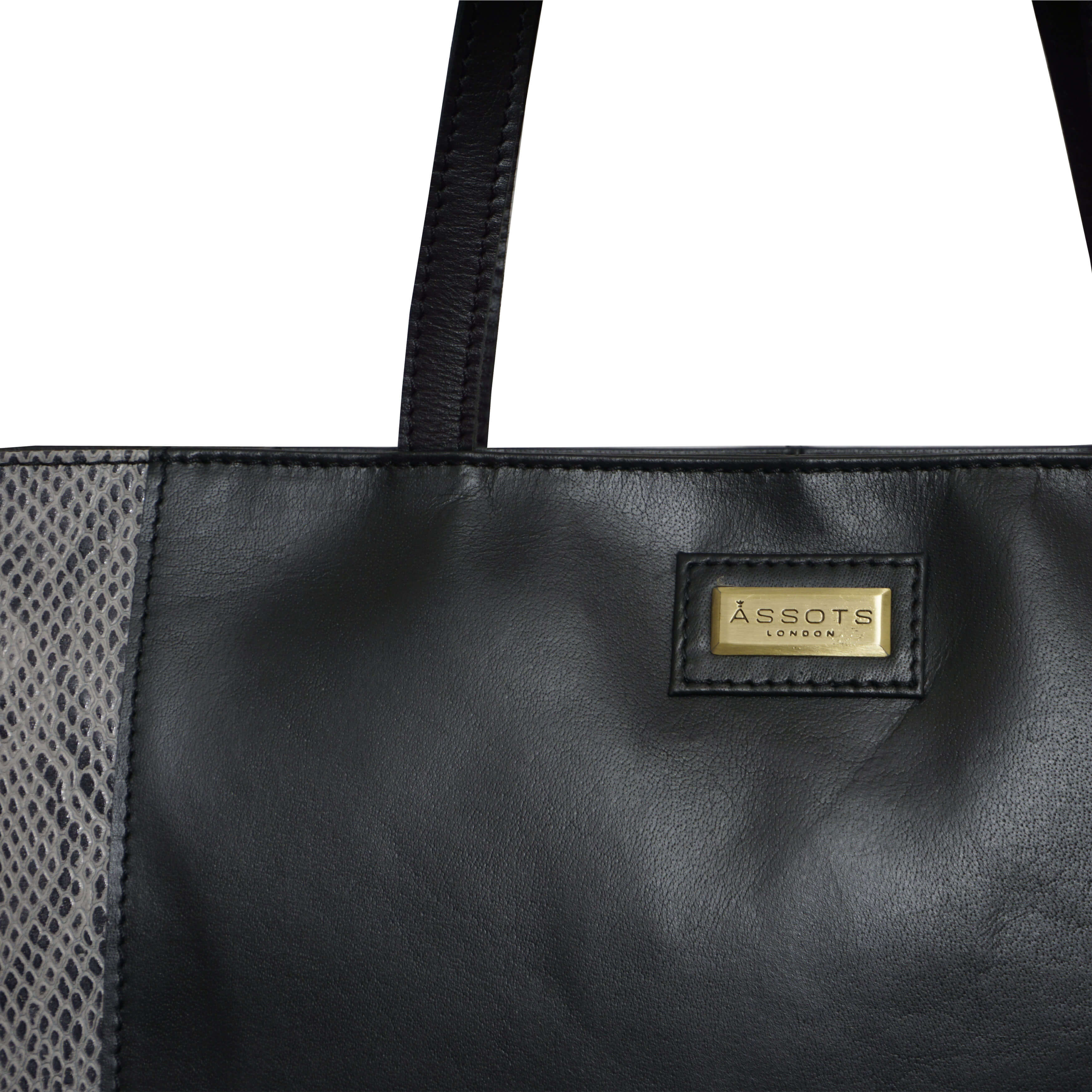'Klara' Black Animal Snake Print Real Leather Designer Tote Bag
