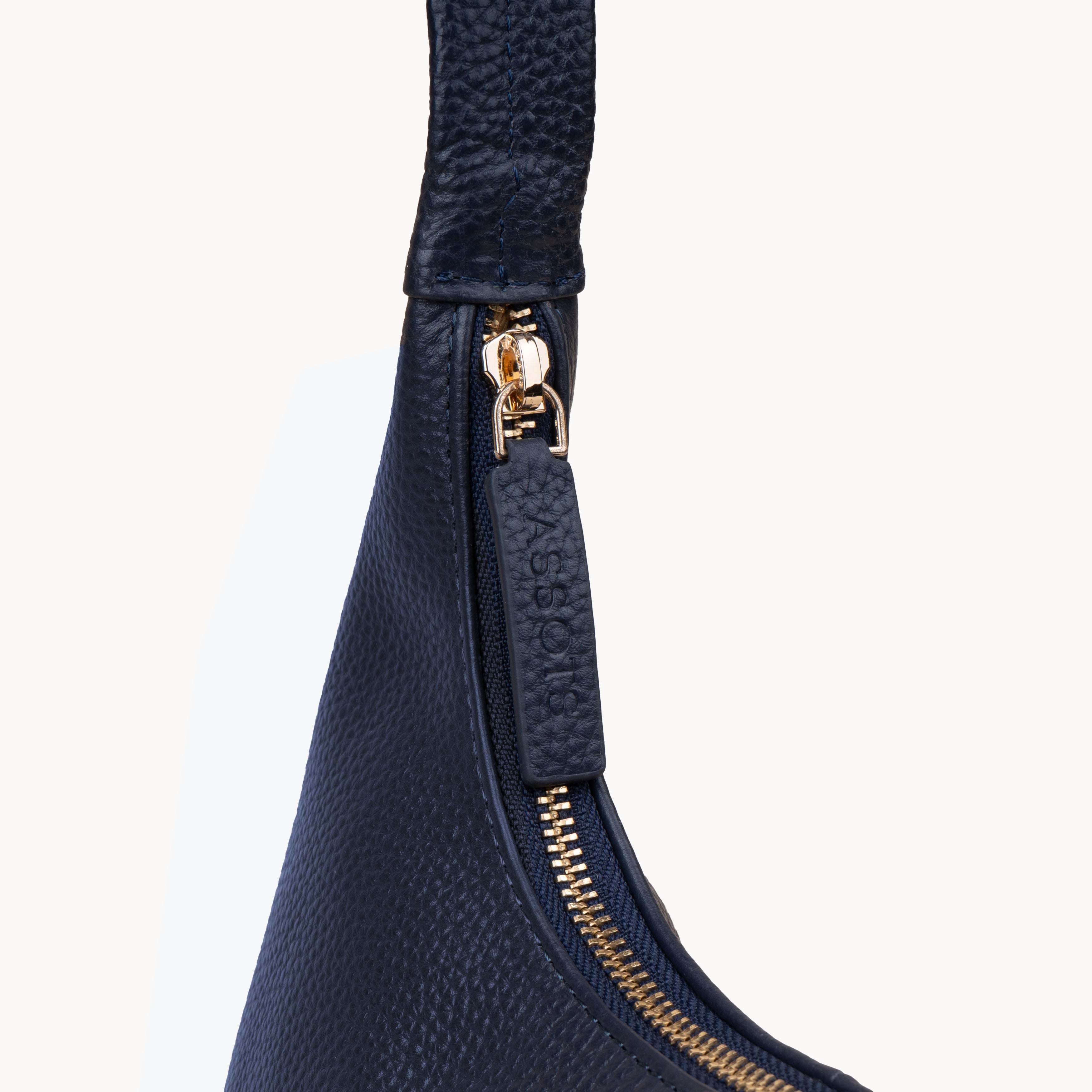'LARA' Navy Pebble Grain Real Leather Shoulder Bag