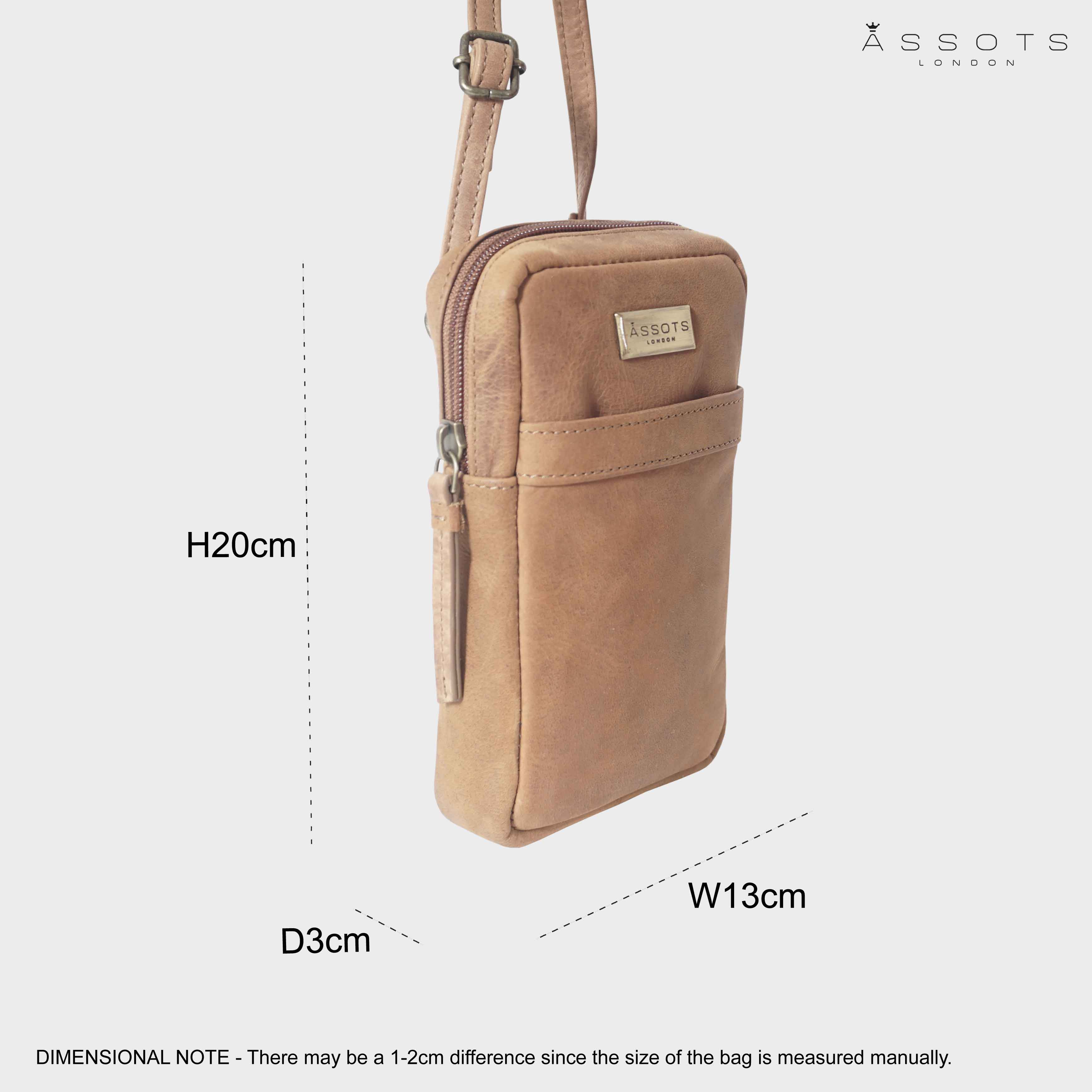 'LEO' Tan Distressed Real Leather Crossbody Mobile Phone Bag