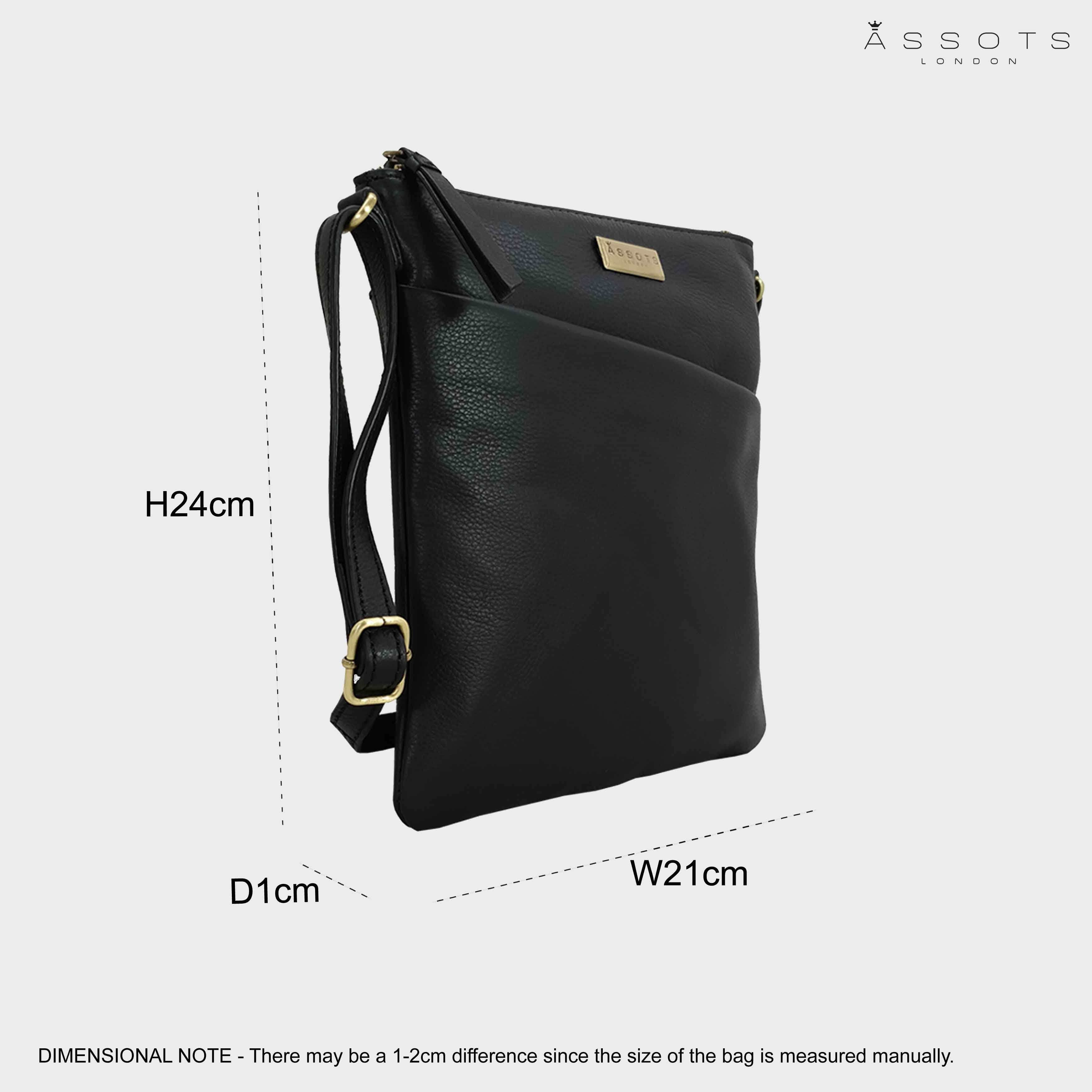 'LINBY' Black Pebble Grain Leather Crossbody Bag