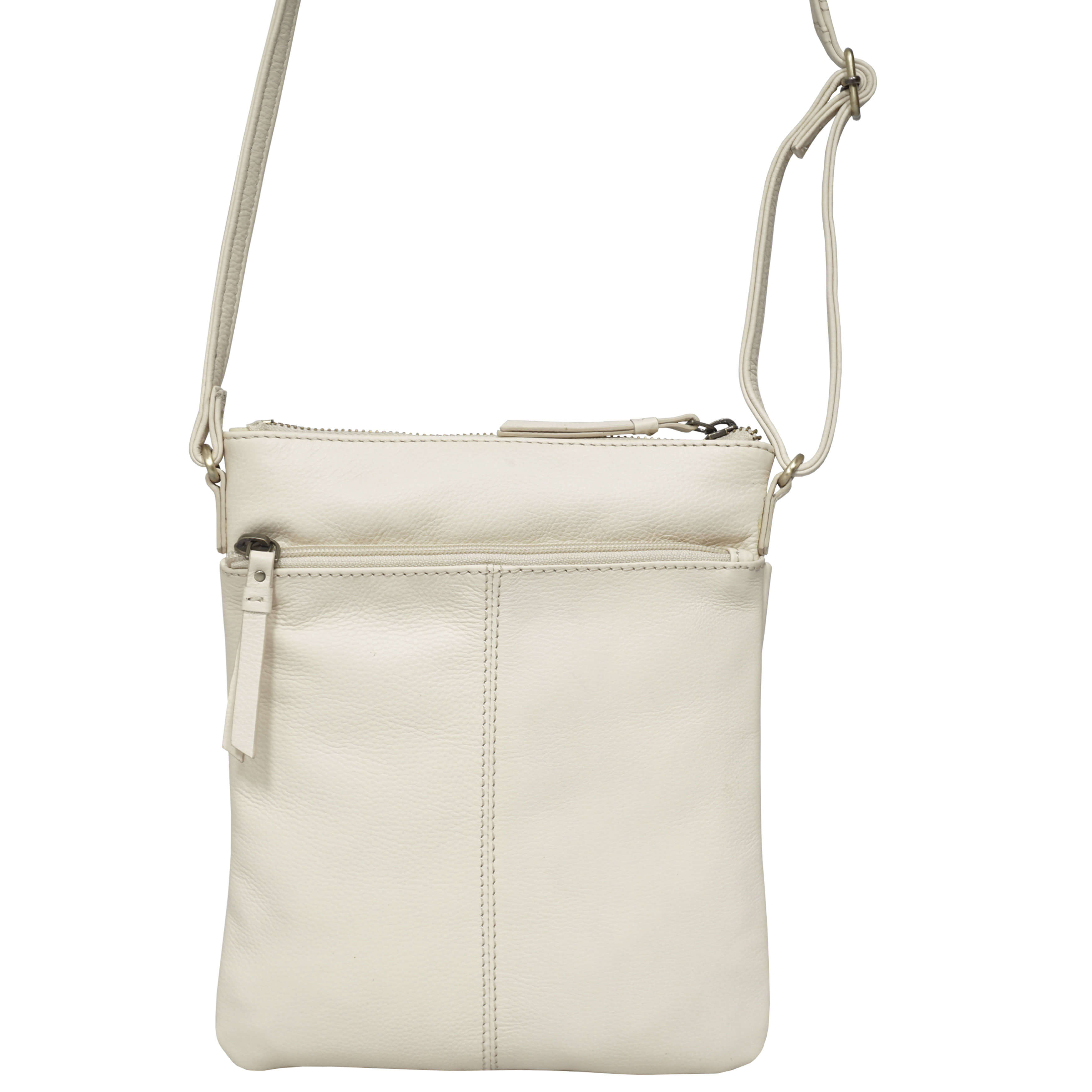 'LINBY' Cream Pebble Grain Leather Crossbody Bag