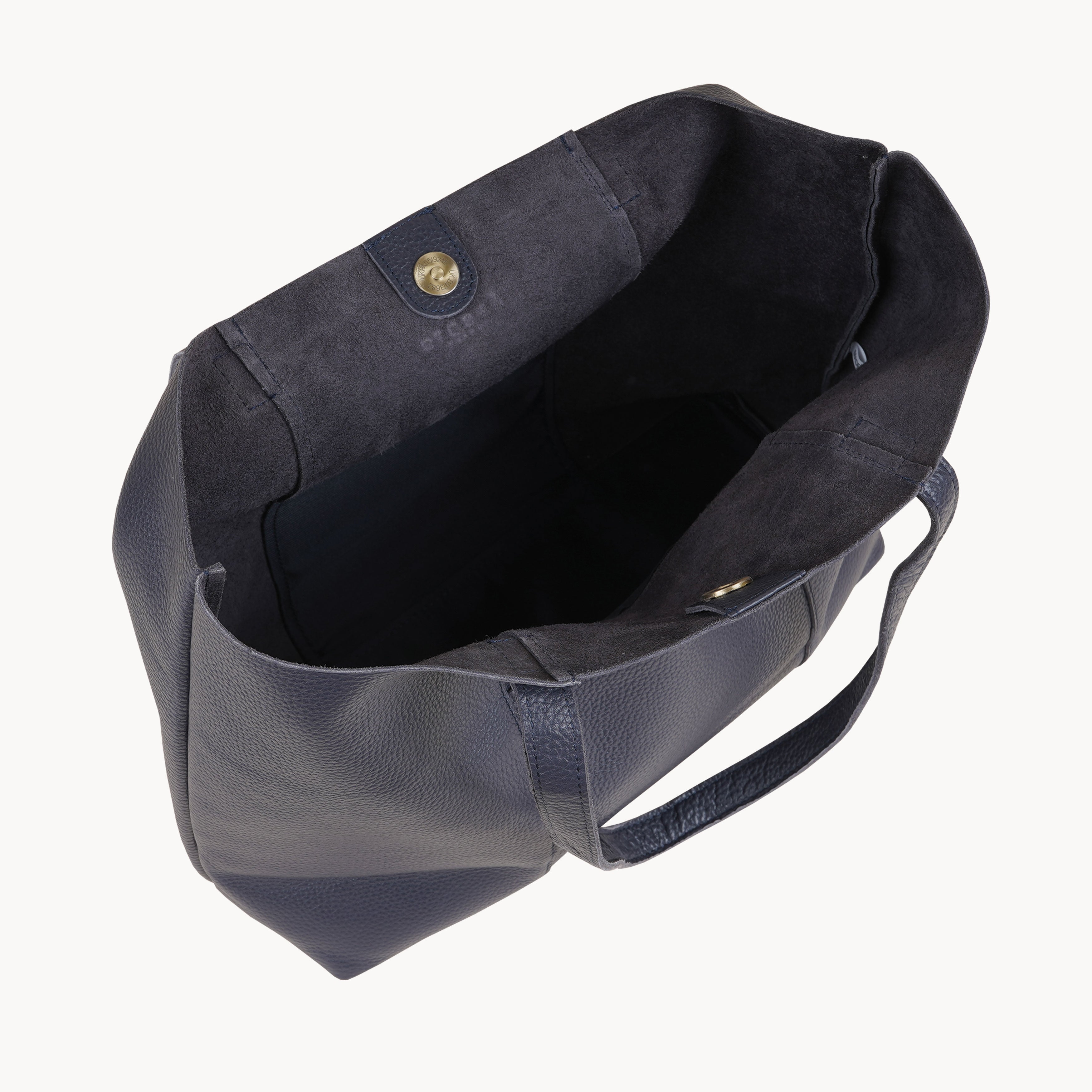 'Maisie' Navy Real Pebble Grain Leather Tote Bag