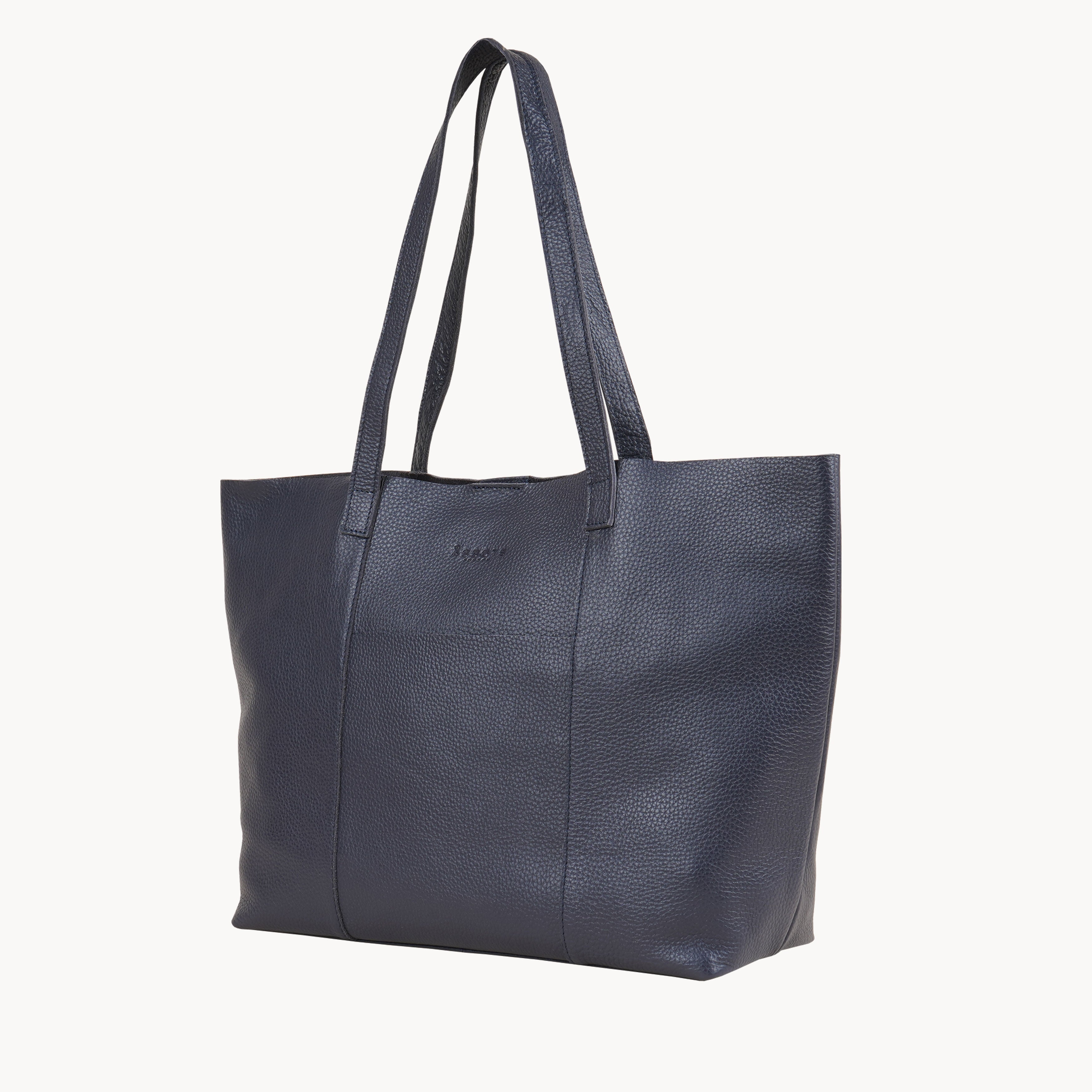 'Maisie' Navy Real Pebble Grain Leather Tote Bag
