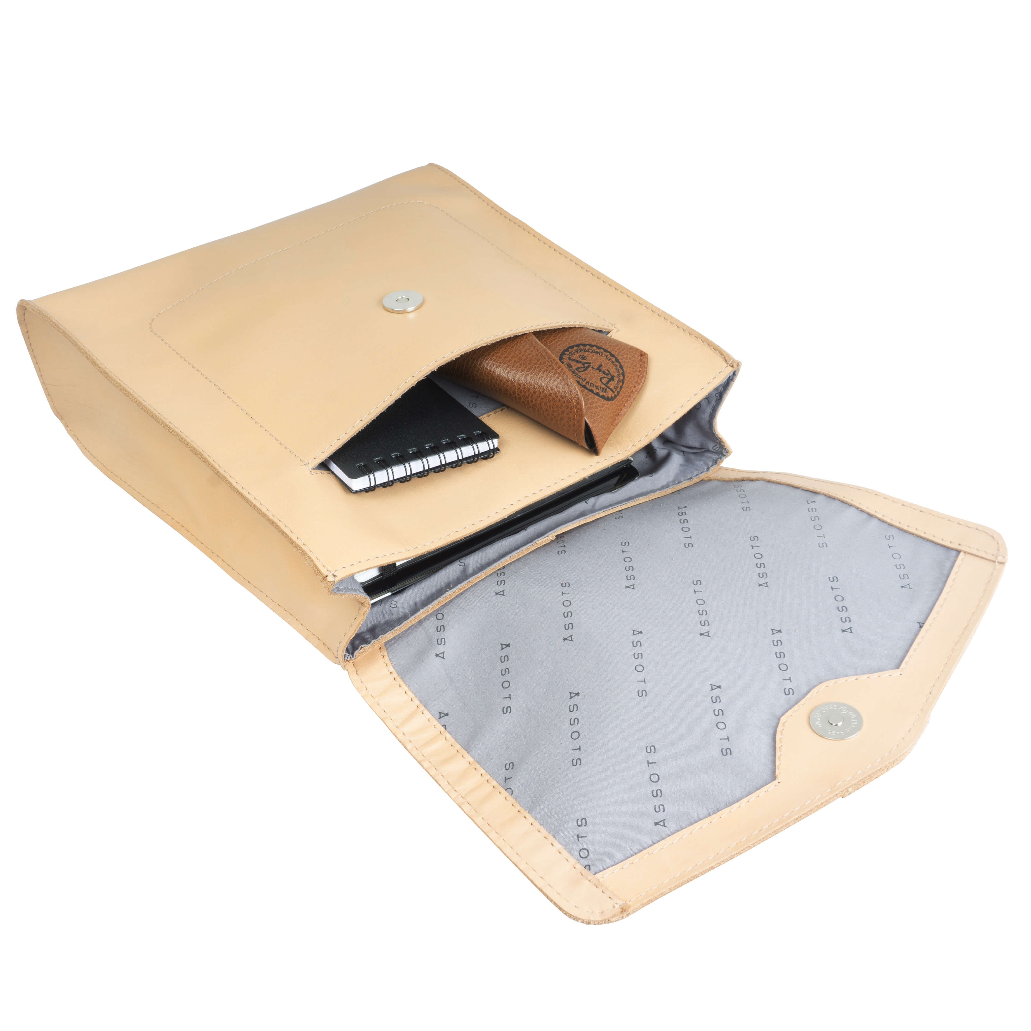 'Margaret' Nude Smooth Leather Flap Over Backpack