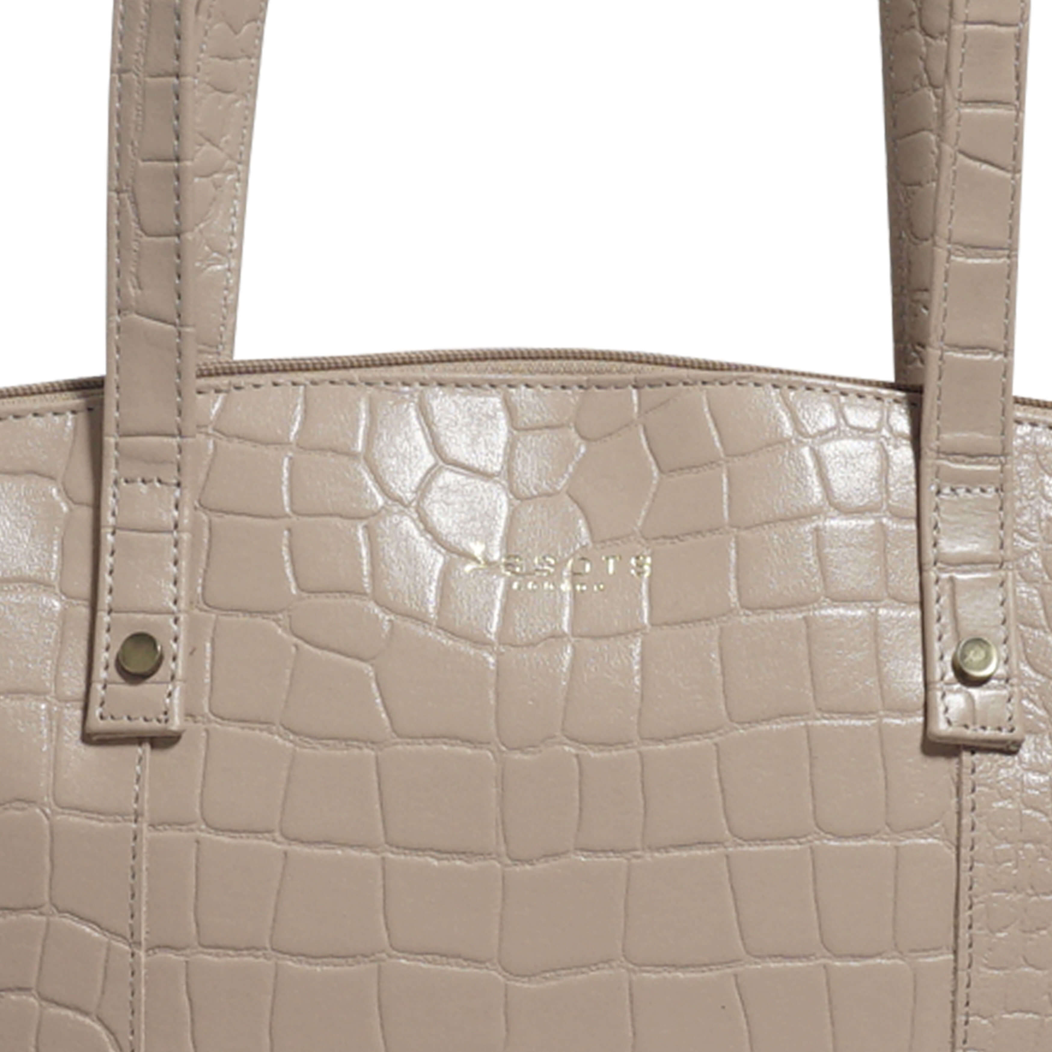 'MELANIE' Nude Croc Real Leather Unlined Bucket Bag