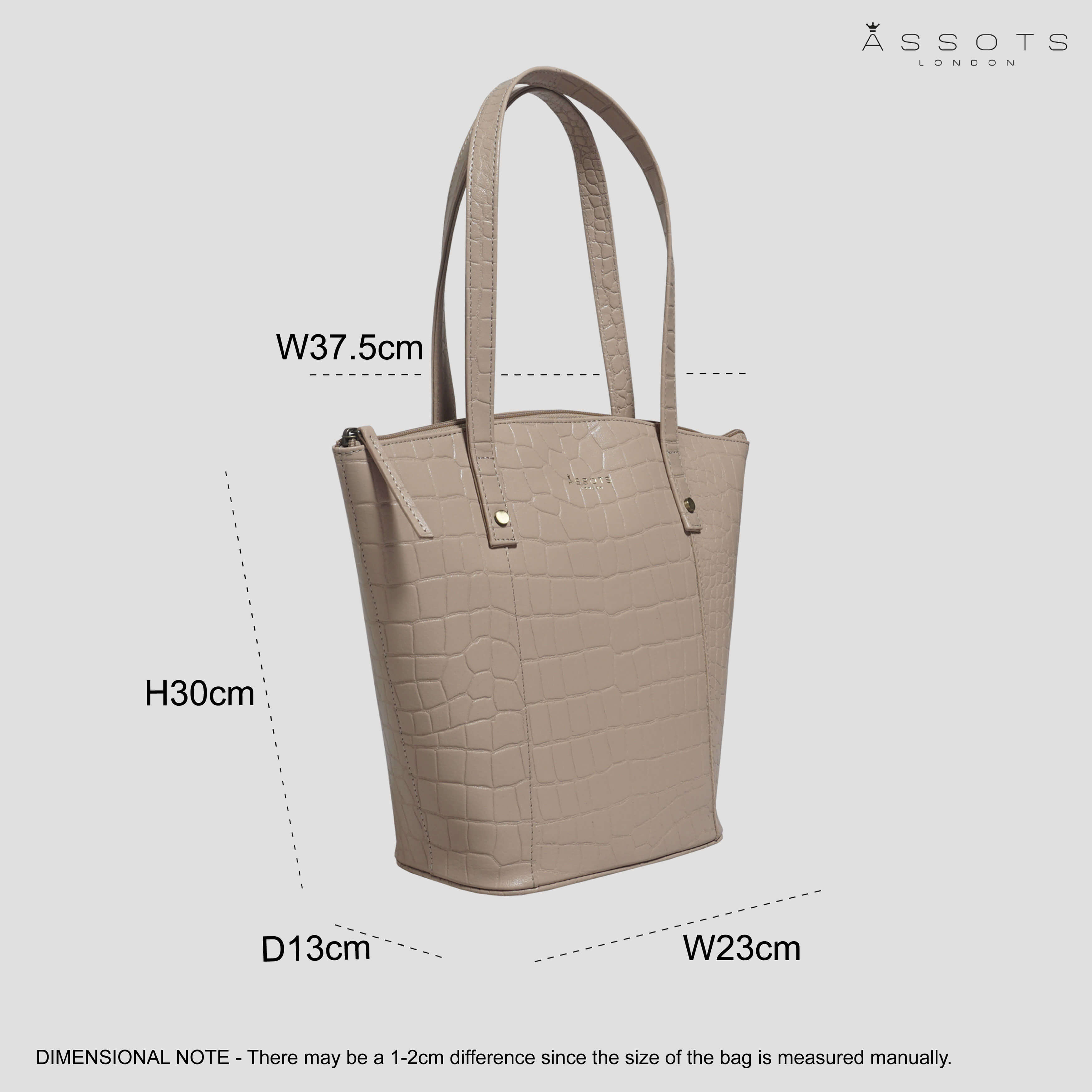 'MELANIE' Nude Croc Real Leather Unlined Bucket Bag