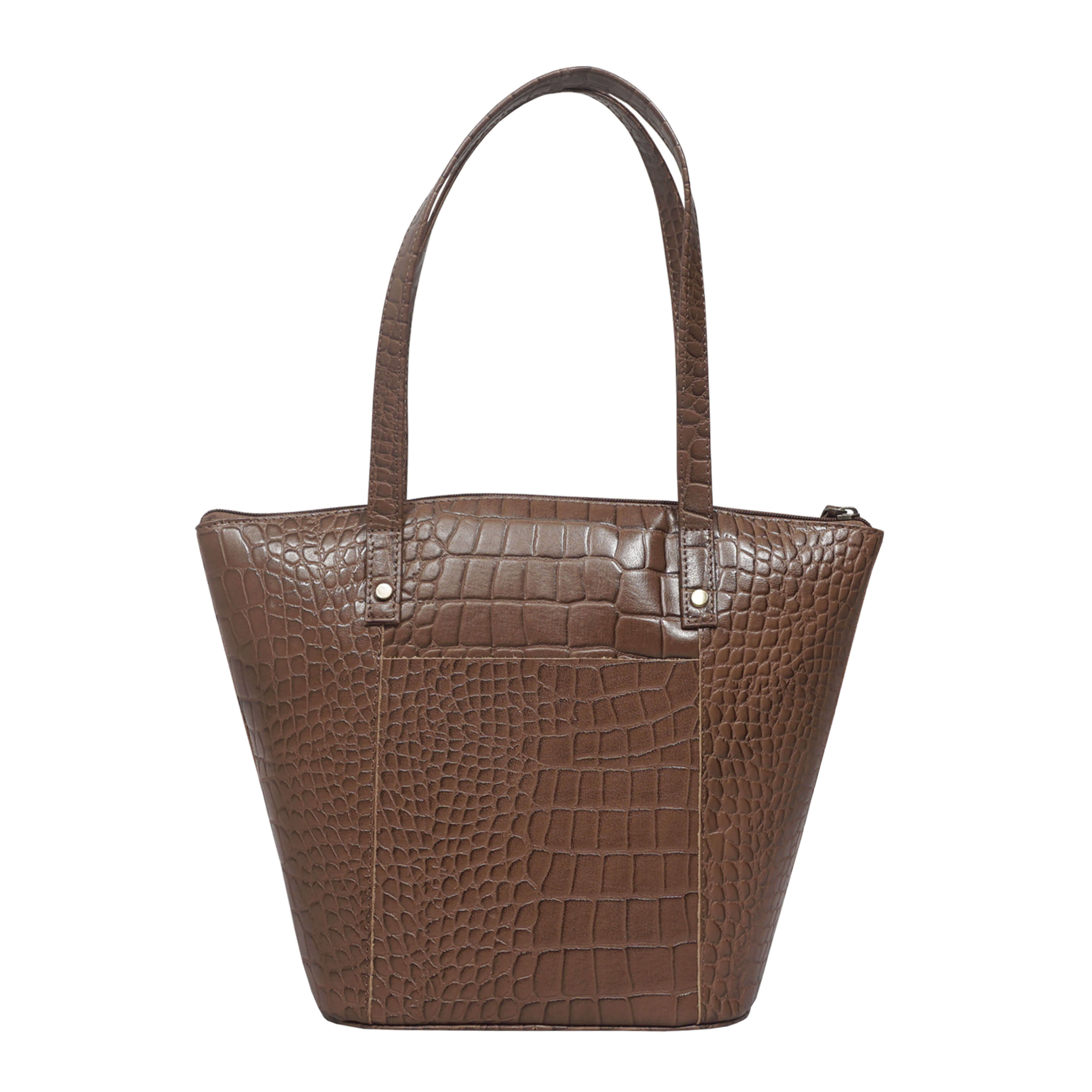 'MELANIE' Tan Croc Real Leather Unlined Bucket Bag