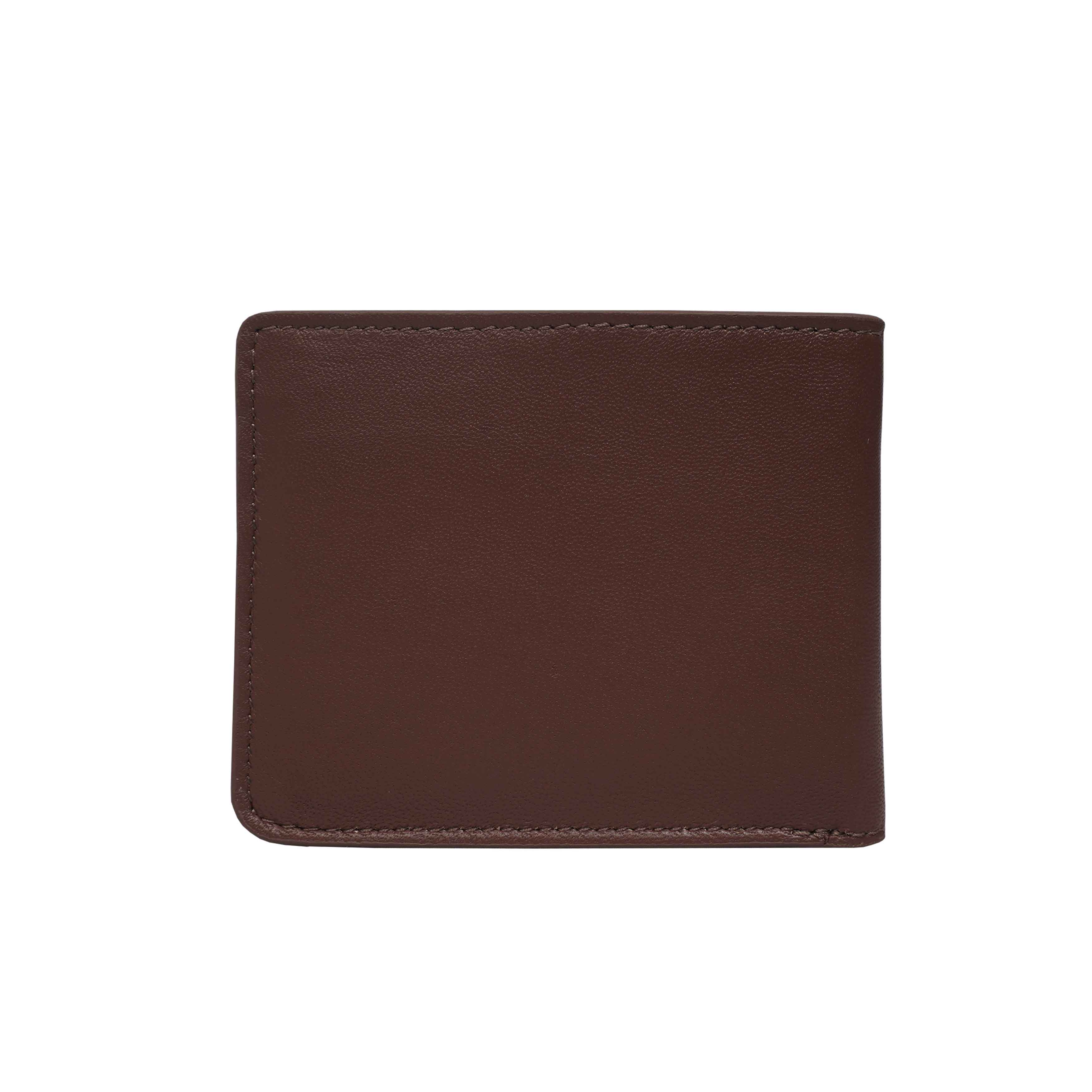 'MIKE' Brown Full Grain Real Leather Compact Design Bifold Wallet