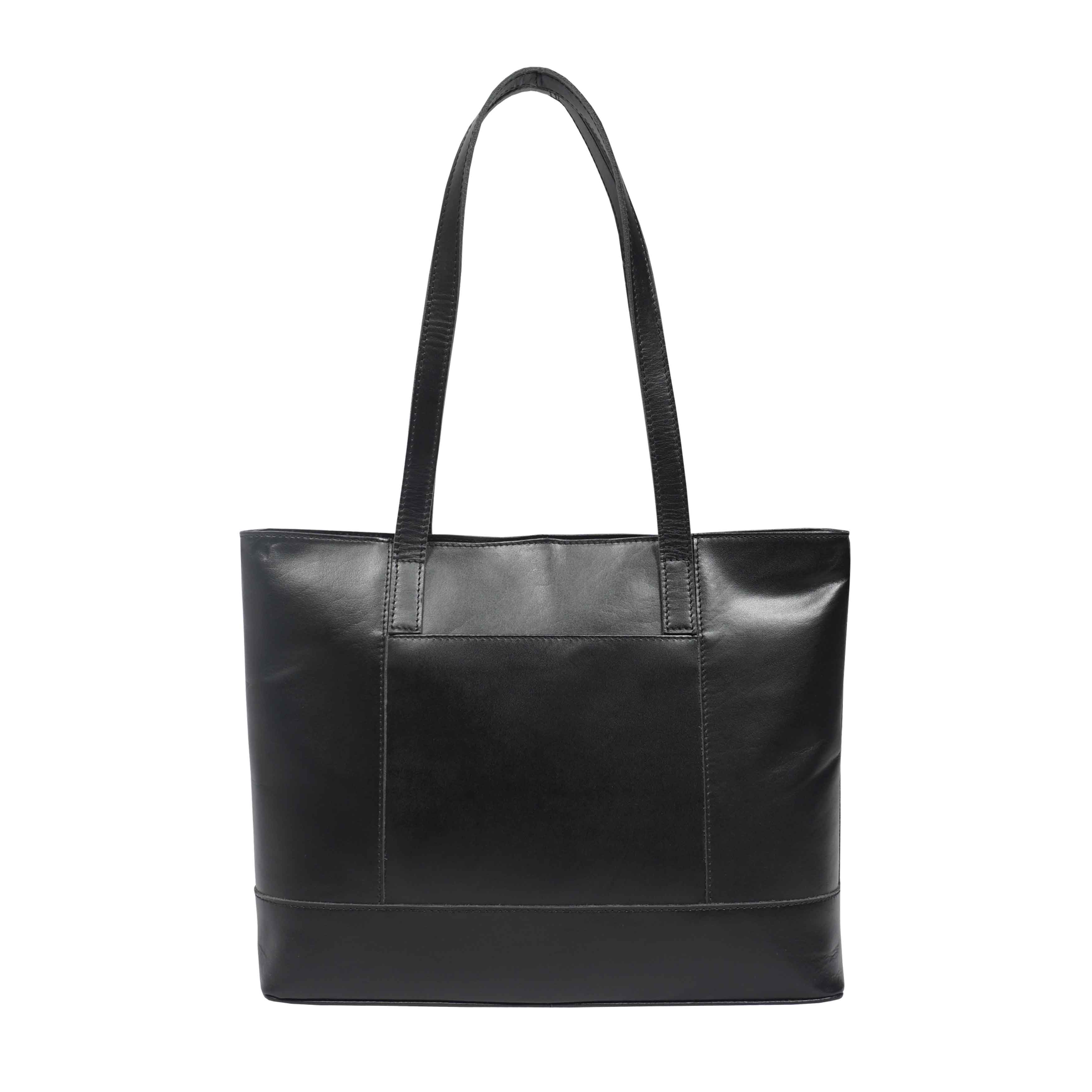 'MILLIE' Black Polished VT Real Leather Designer Tote Work Bag