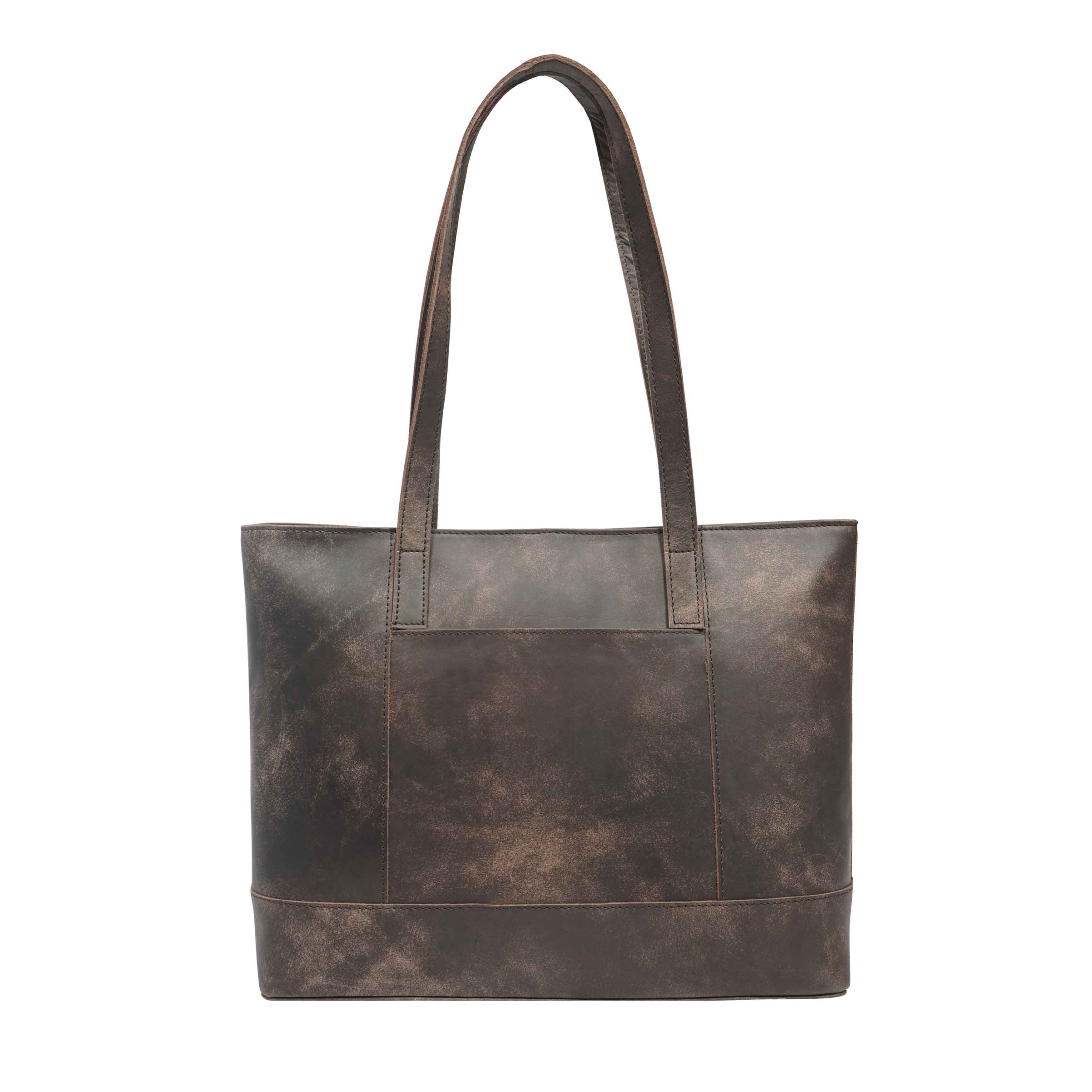 'MILLIE' Brown Crazy Horse Distressed Real Leather Designer Tote Work Bag