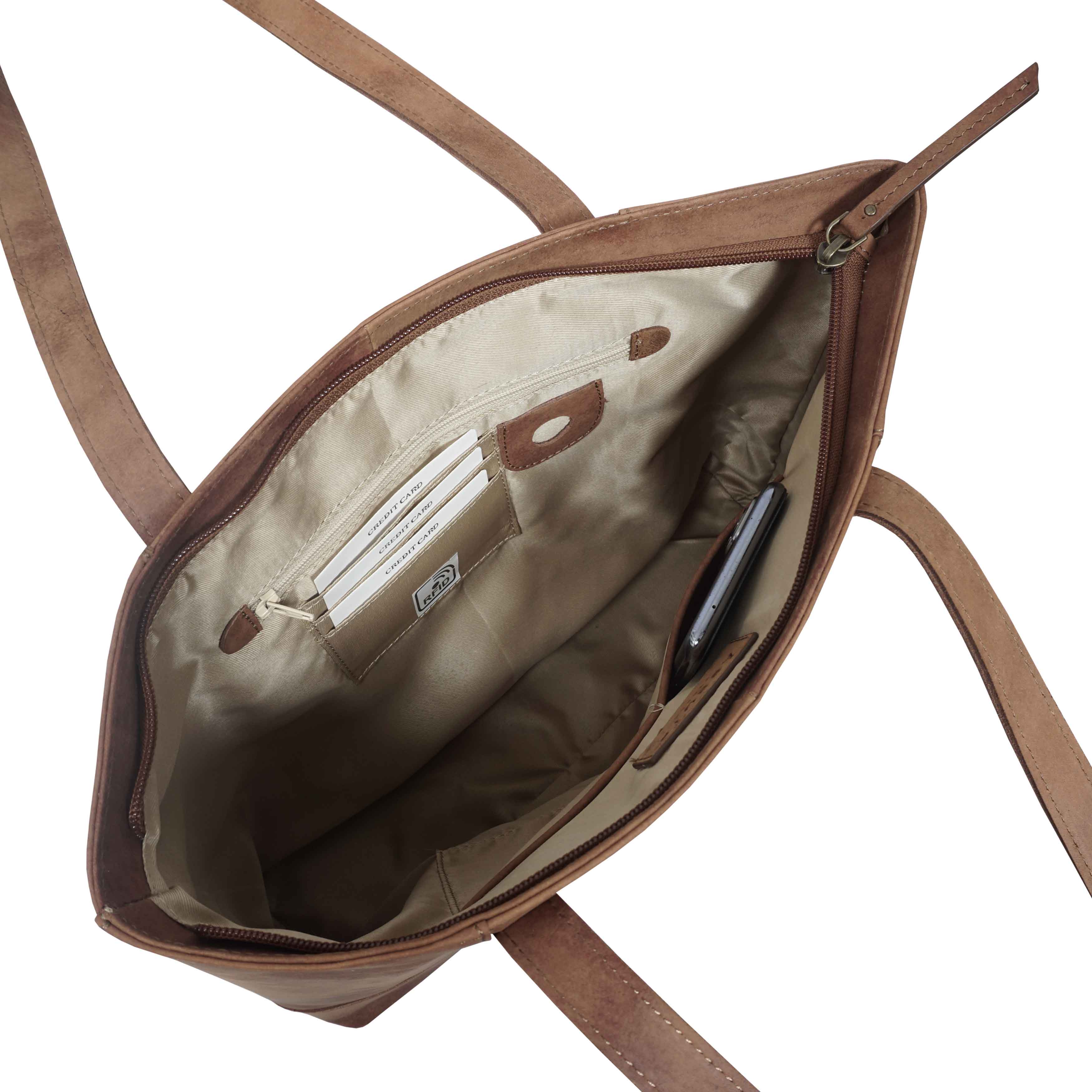 'MILLIE' Tan Walnut Real Leather Designer Tote Work Bag