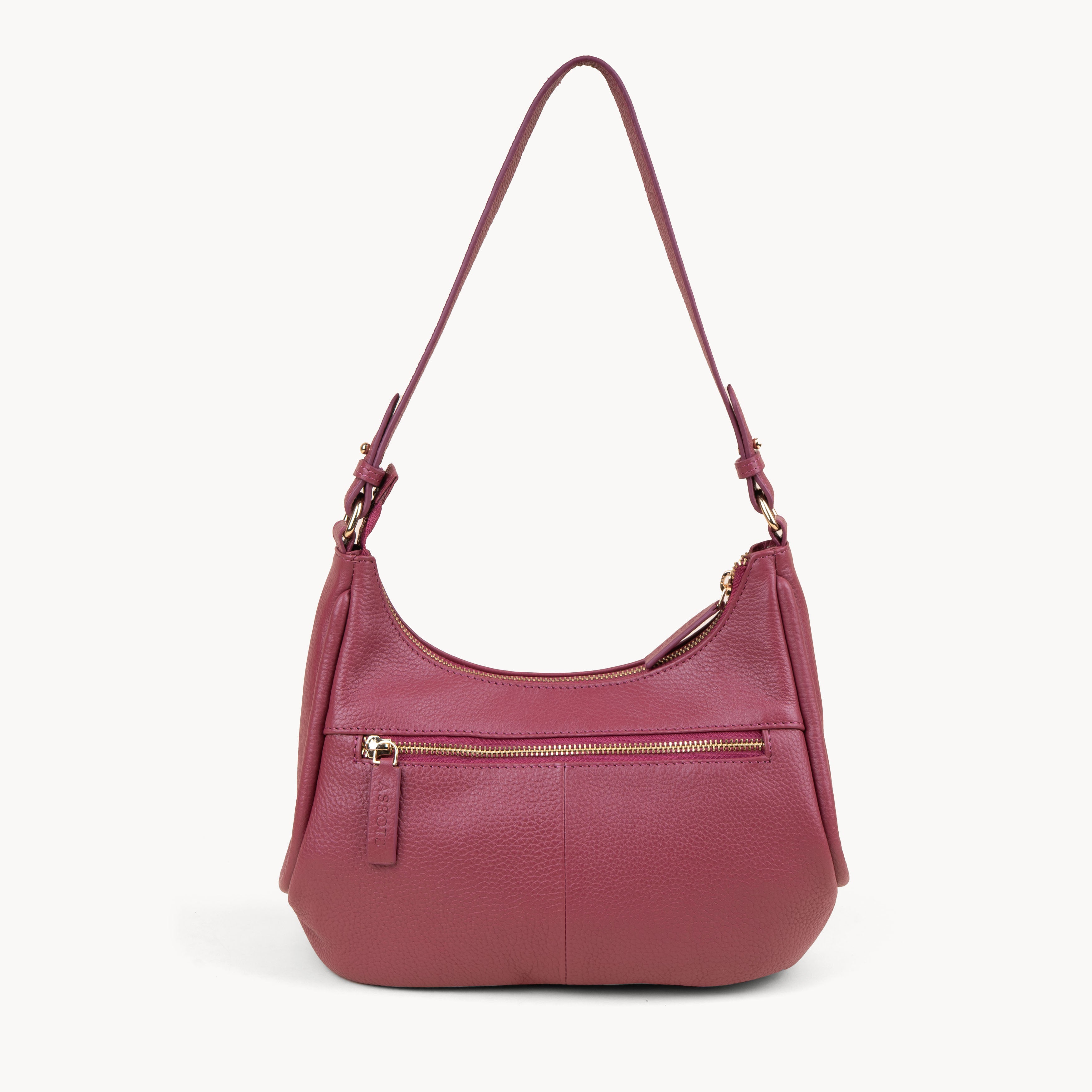 'NATASHA' Carmine Pink Pebble Grain Real Shoulder Bag