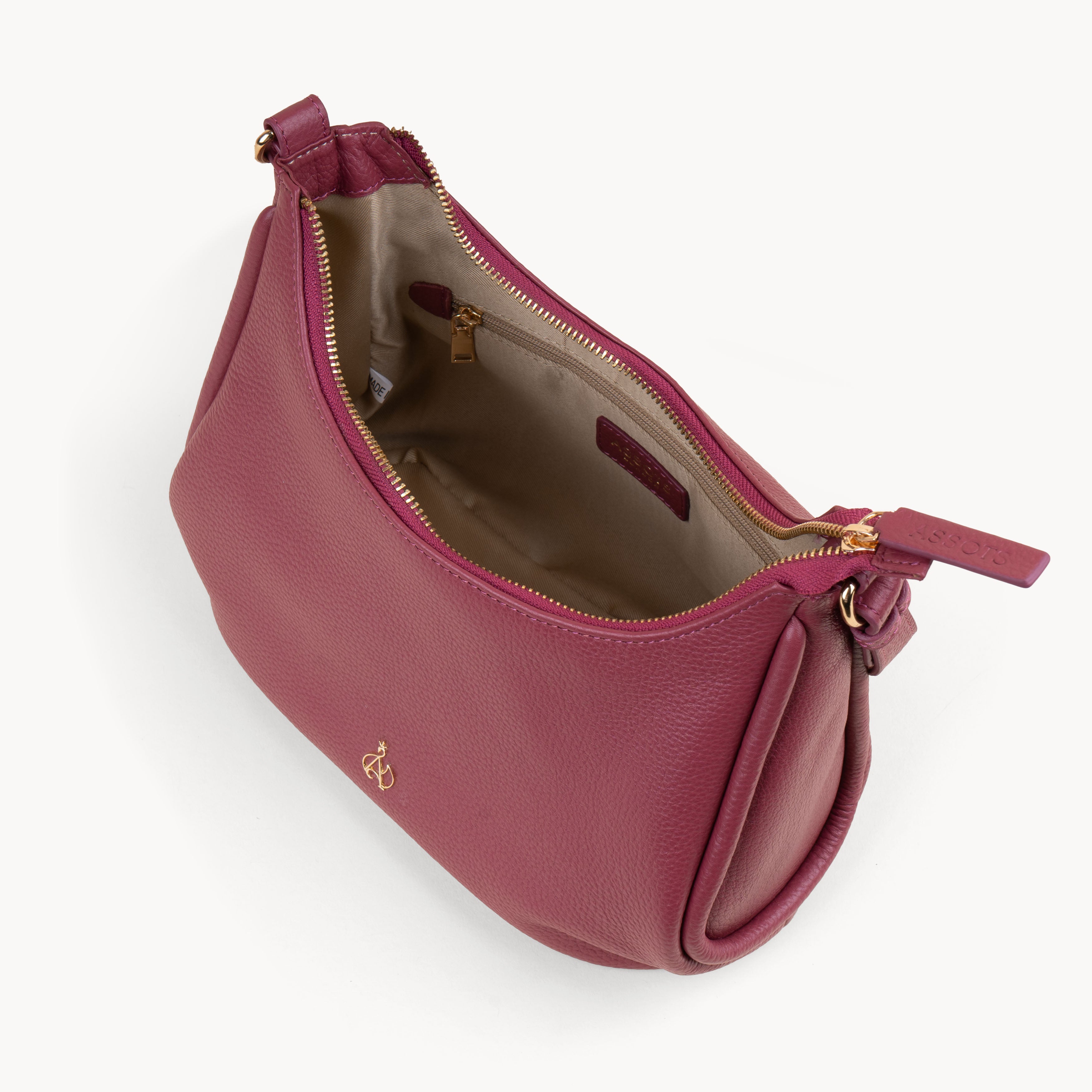 'NATASHA' Carmine Pink Pebble Grain Real Shoulder Bag