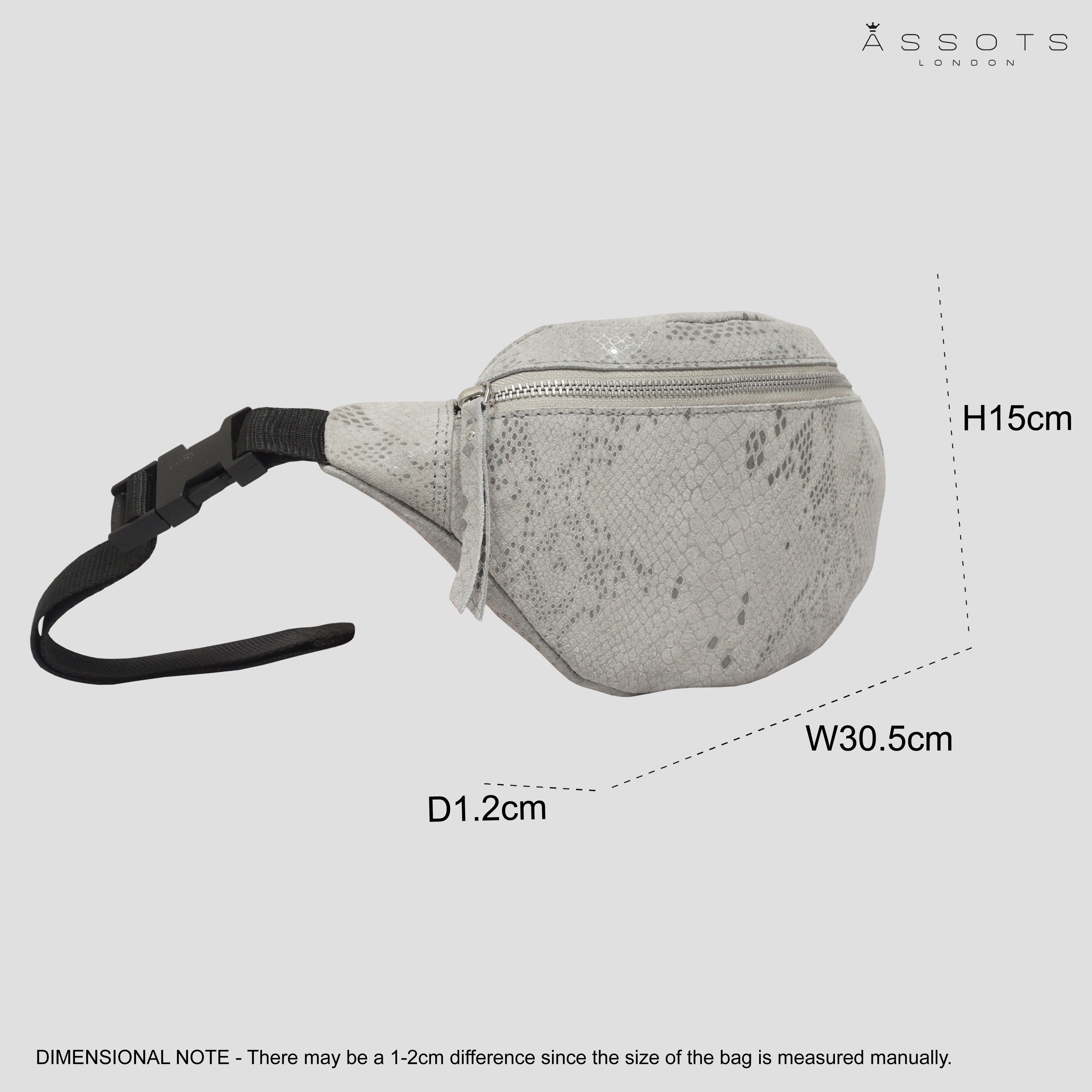 'NOAH' Grey Python Snake Leather Bum Belt Bag