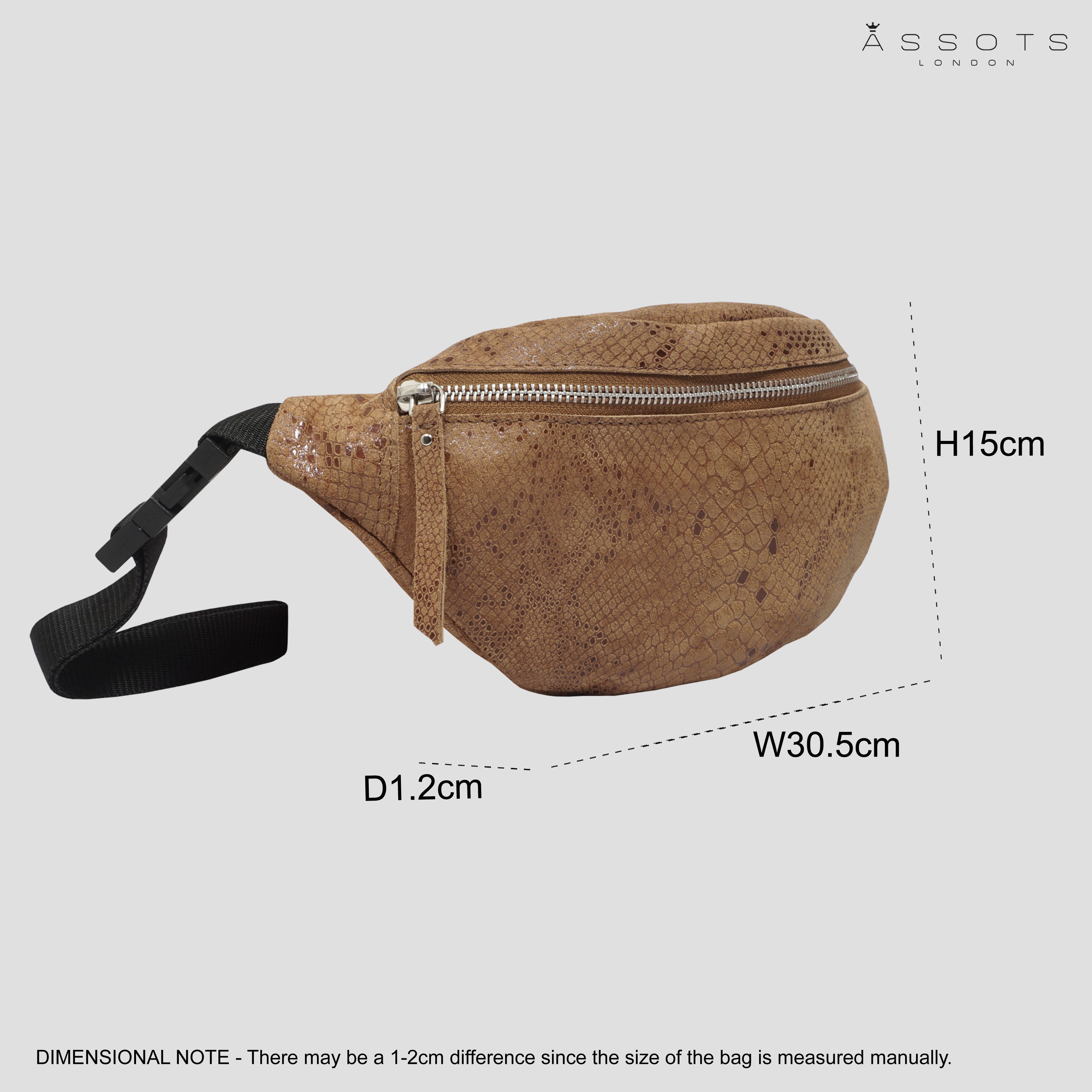 'NOAH' Tan Snake Leather Bum Belt Bag