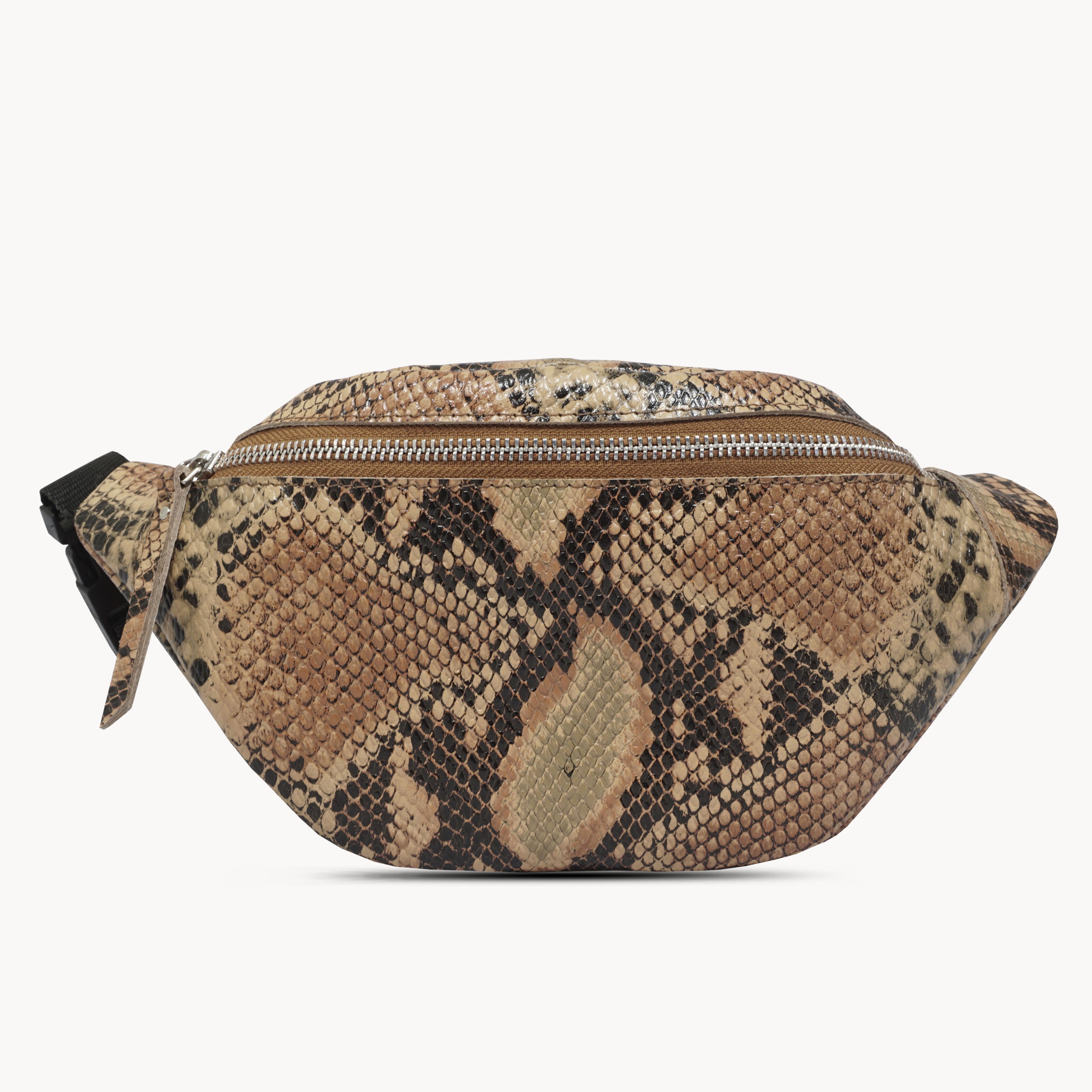 'NOAH' Tan Python Snake Leather Bum Belt Bag