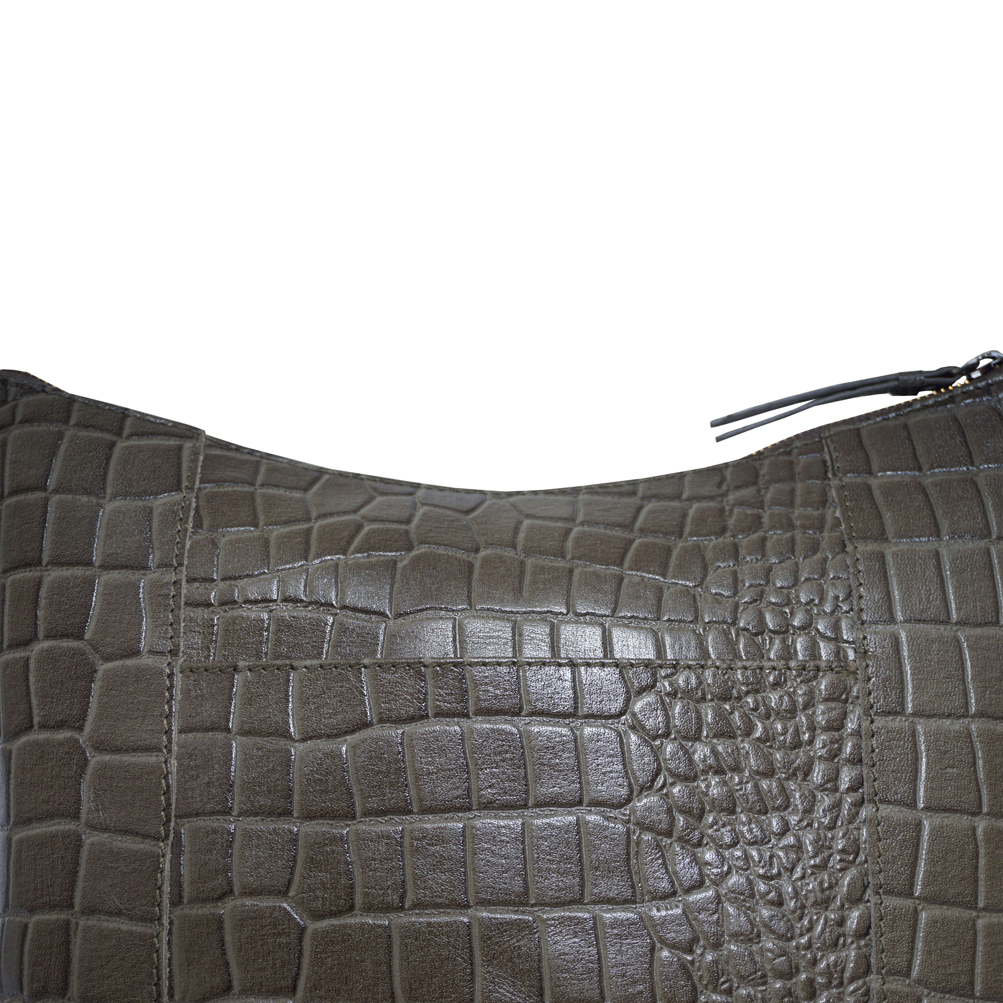 'OLGA' Olive Croc Designer Leather Crossbody Shoulder Bag