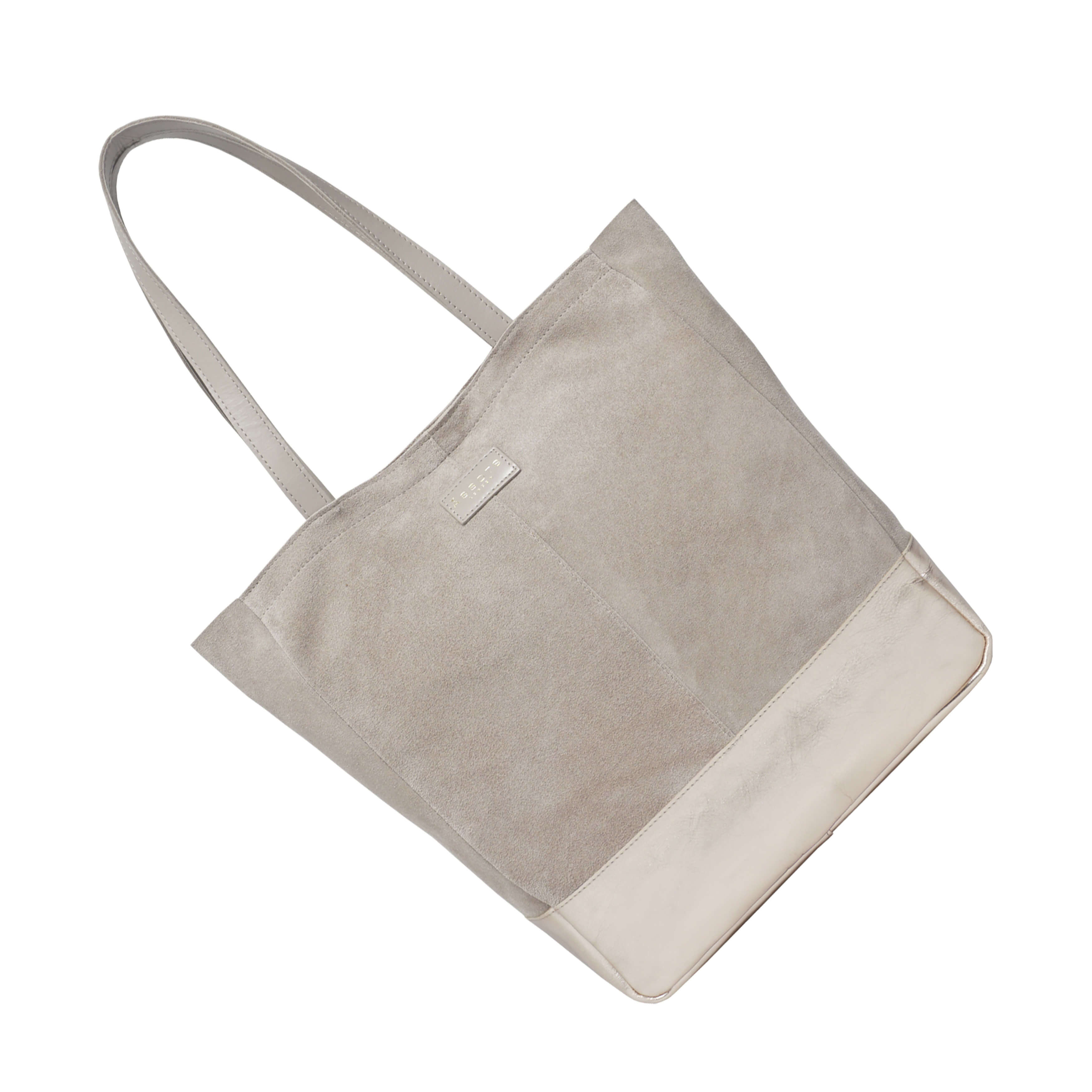 'PAIGE' Pink Real Leather + Rose Gold Metallic Leather Tote Bag