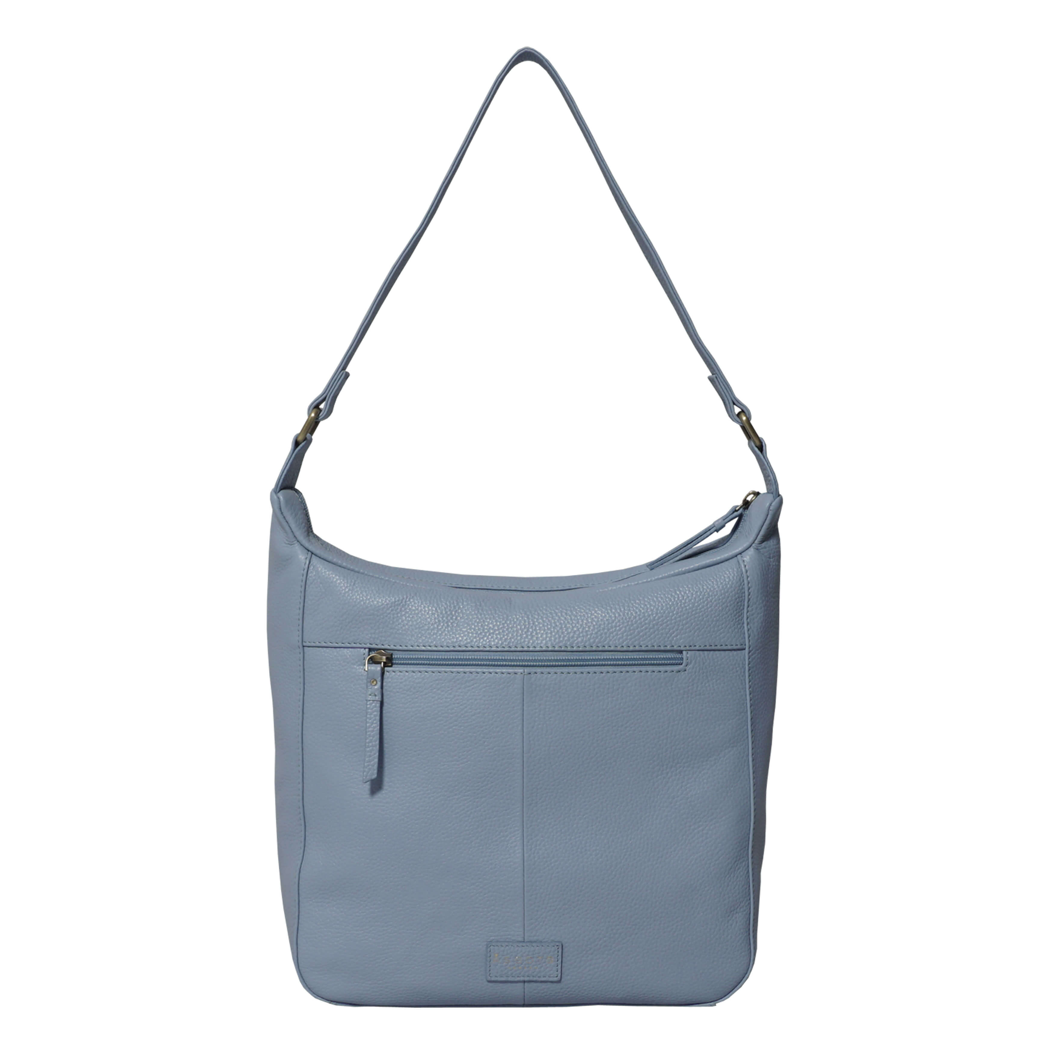 'PAMELA' Pastel Blue Pebble Grain Real Leather Designer Shoulder Hobo Bag