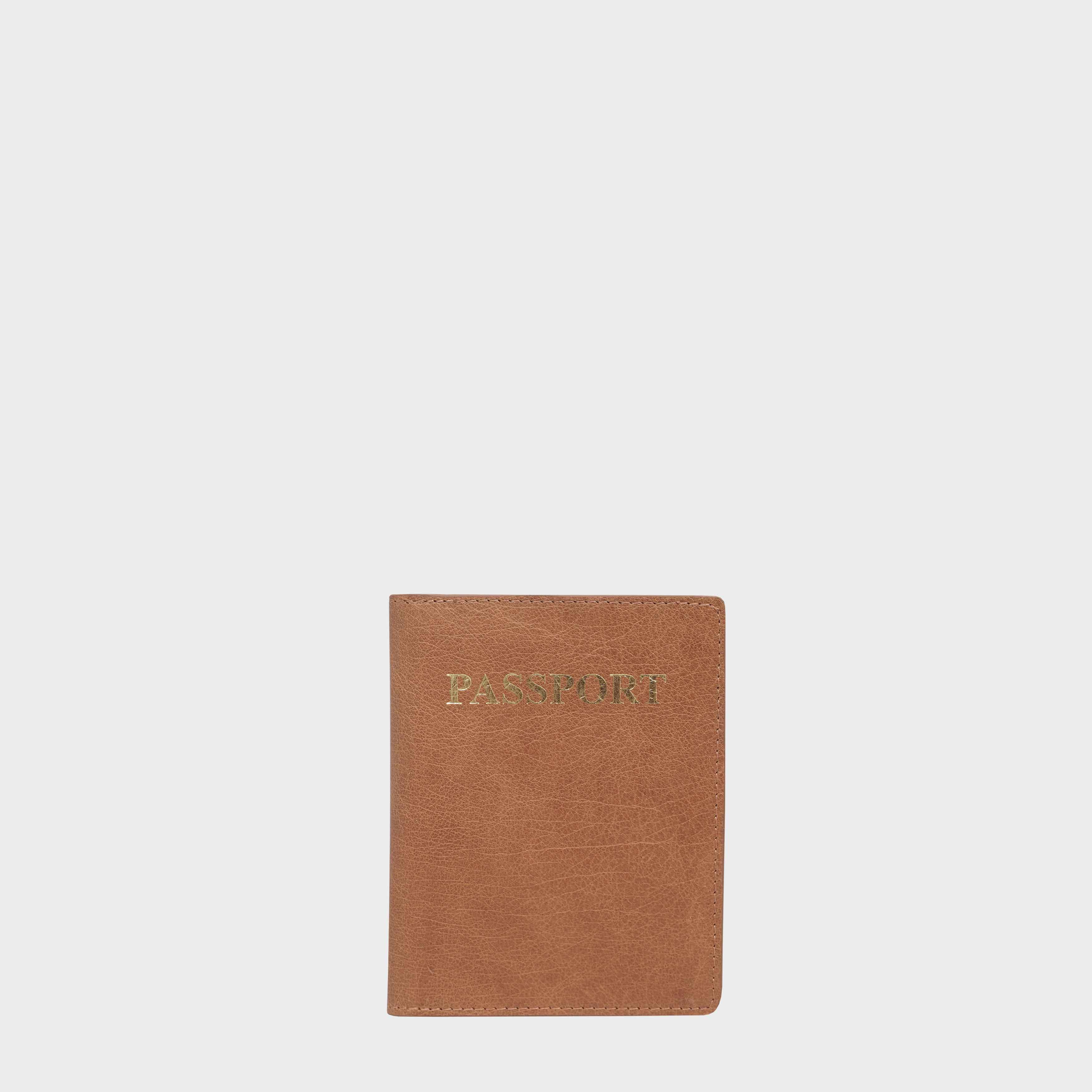 Tan Bifold Genuine Leather Passport Holder